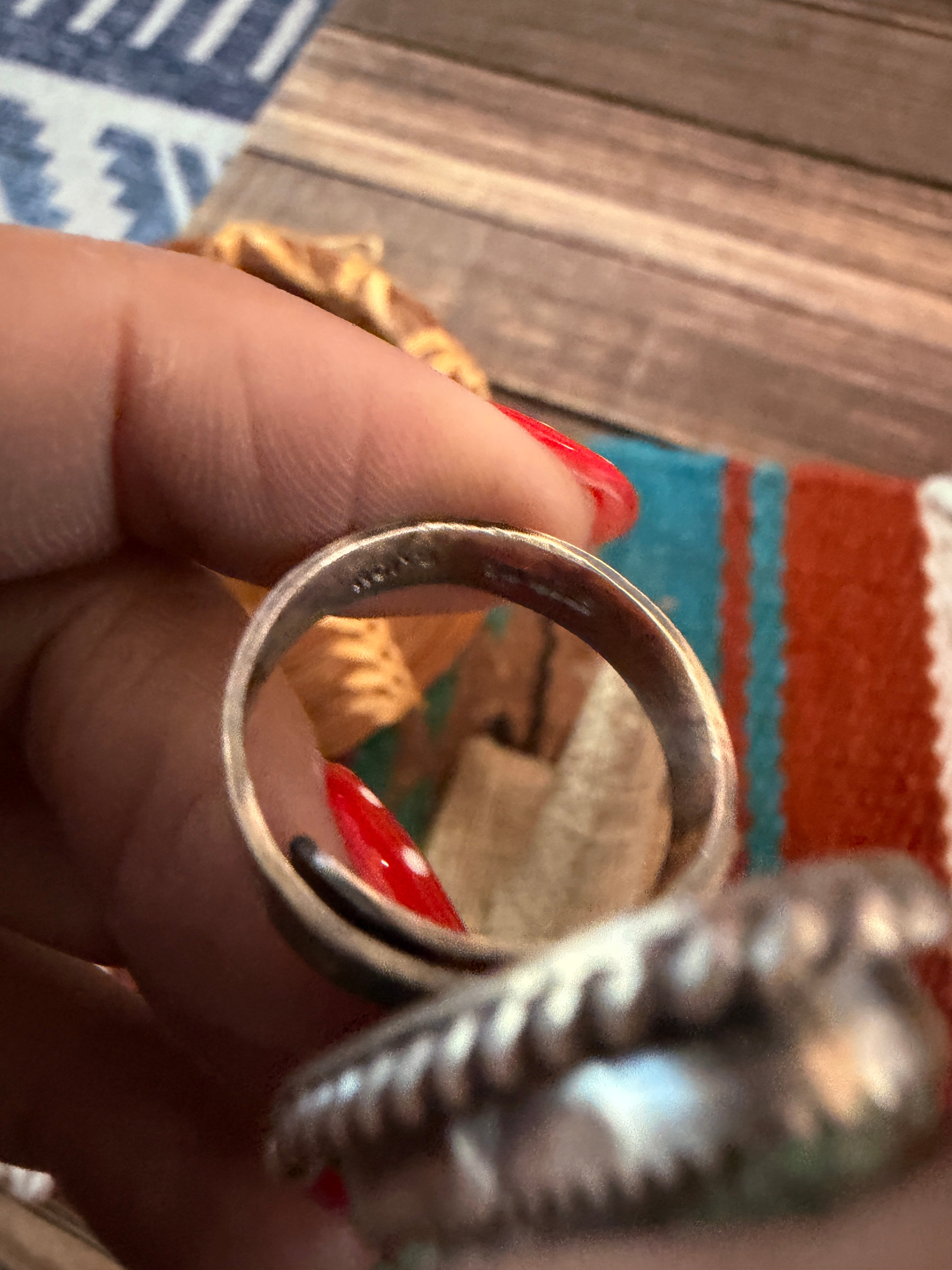 Handcrafted Turquoise & Sterling Silver Adjustable Ring by Tillie Jon