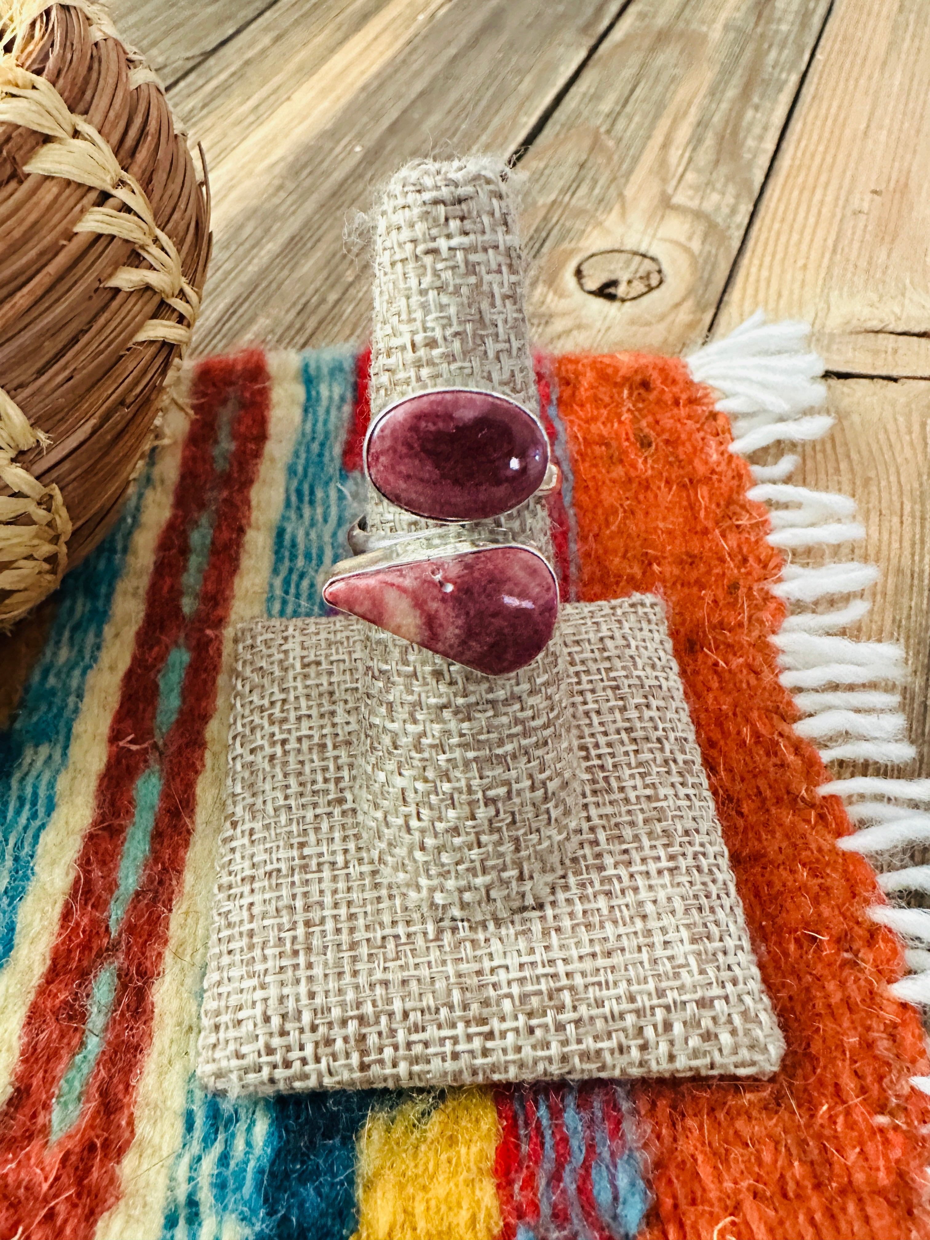Handcrafted Purple Spiny Oyster & Sterling Silver Adjustable Ring