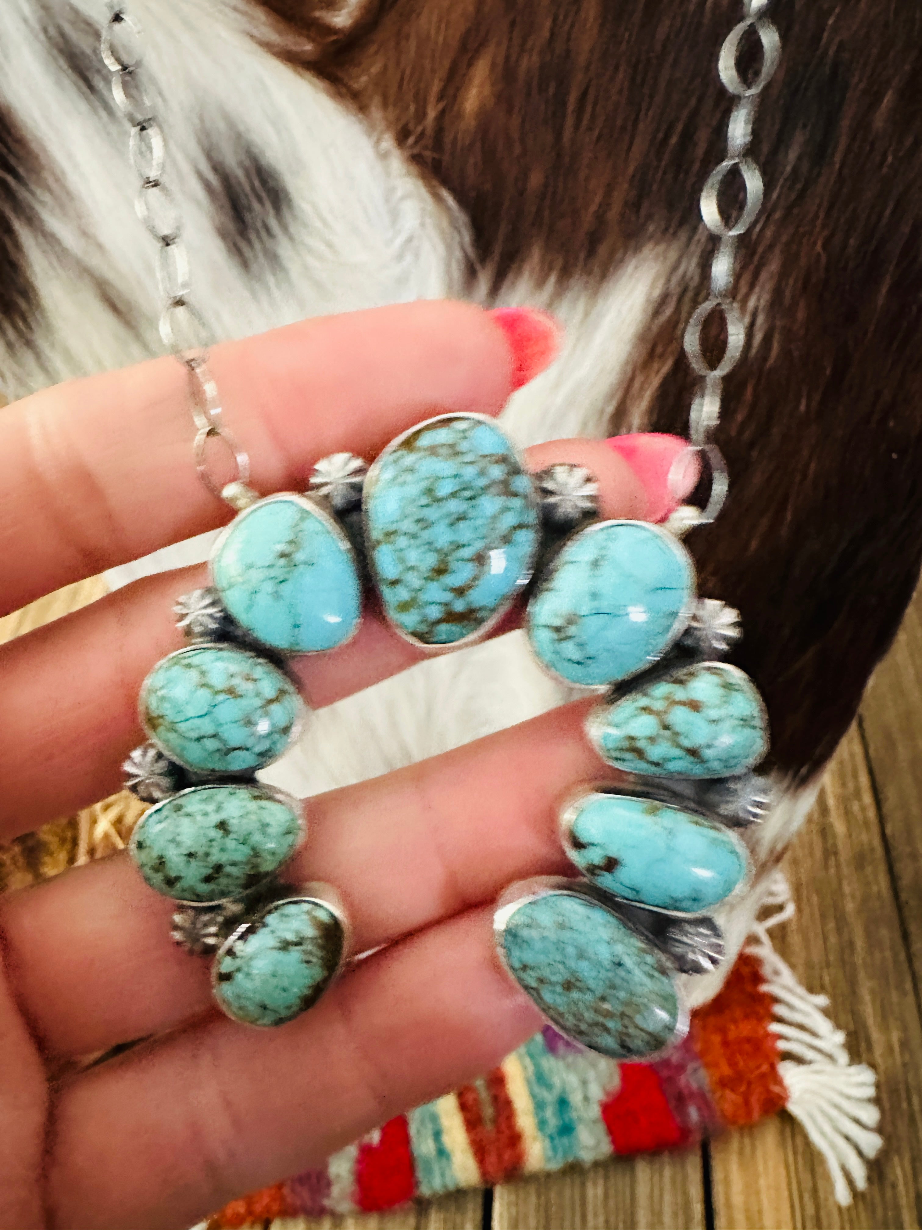 Handcrafted Sterling Silver & Turquoise Naja Necklace by Jameson Garcia