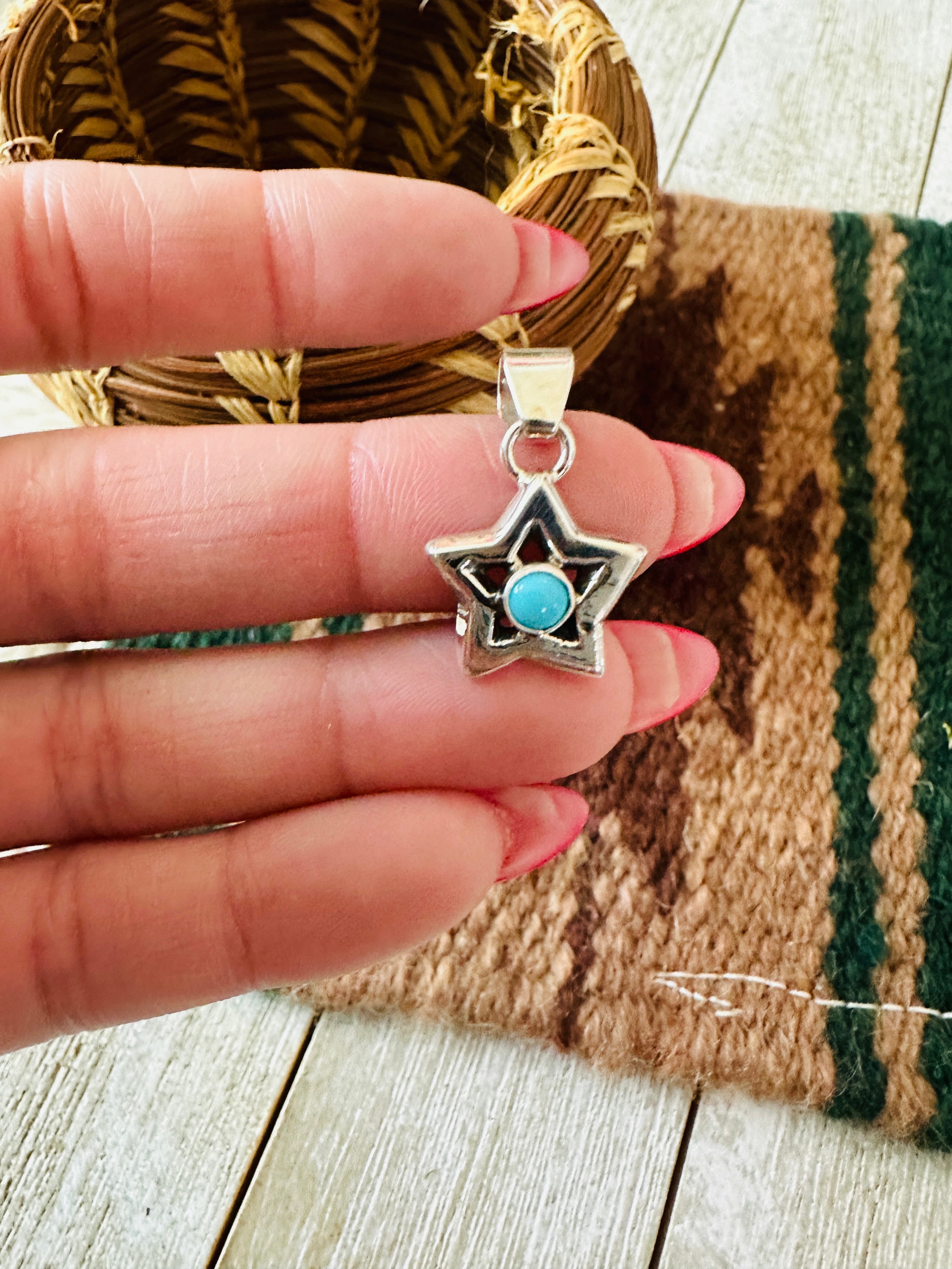 Handcrafted Turquoise & Sterling Silver Mini Star Pendant