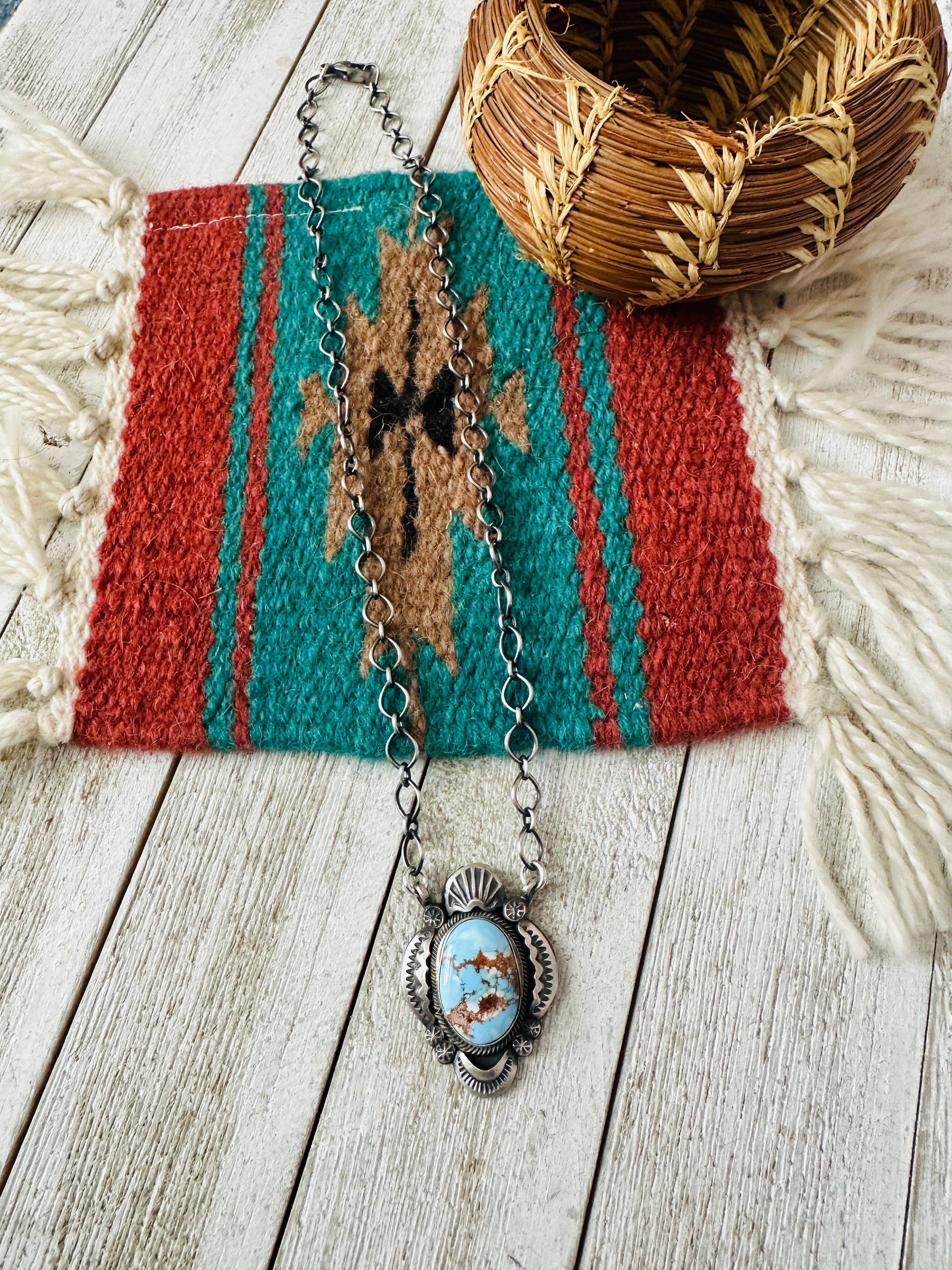 Handcrafted Sterling Silver & Golden Hills Turquoise Necklace