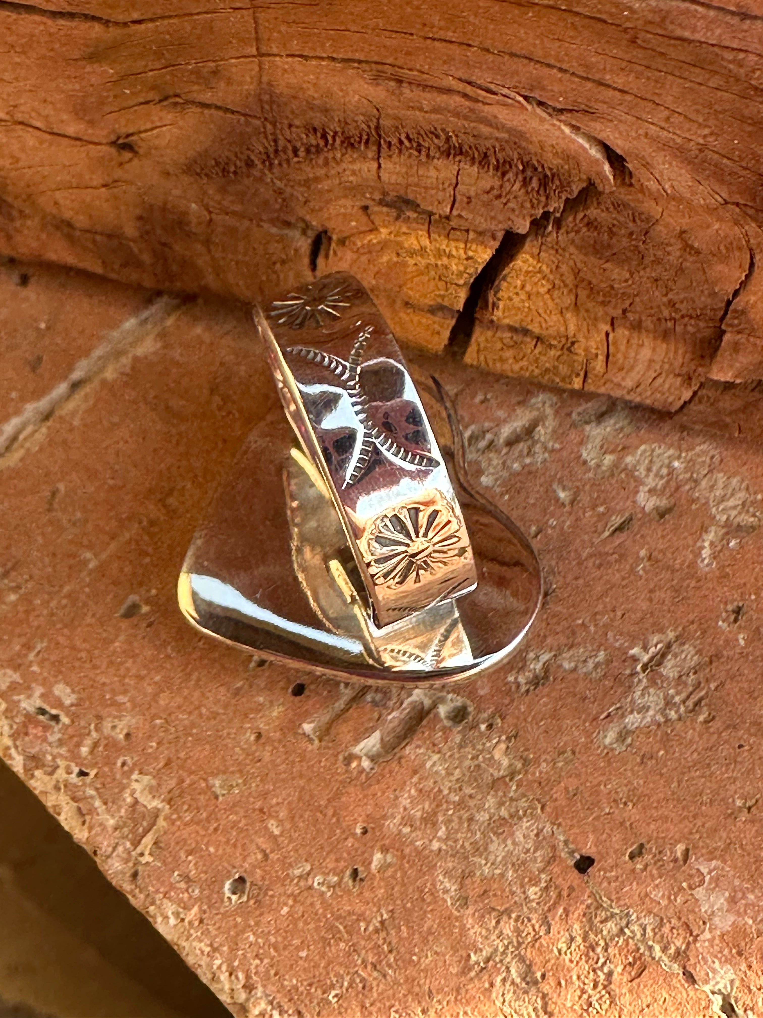 Beautiful Handmade Purple Kingman Dahlia Heart Sterling Silver Adjustable Ring