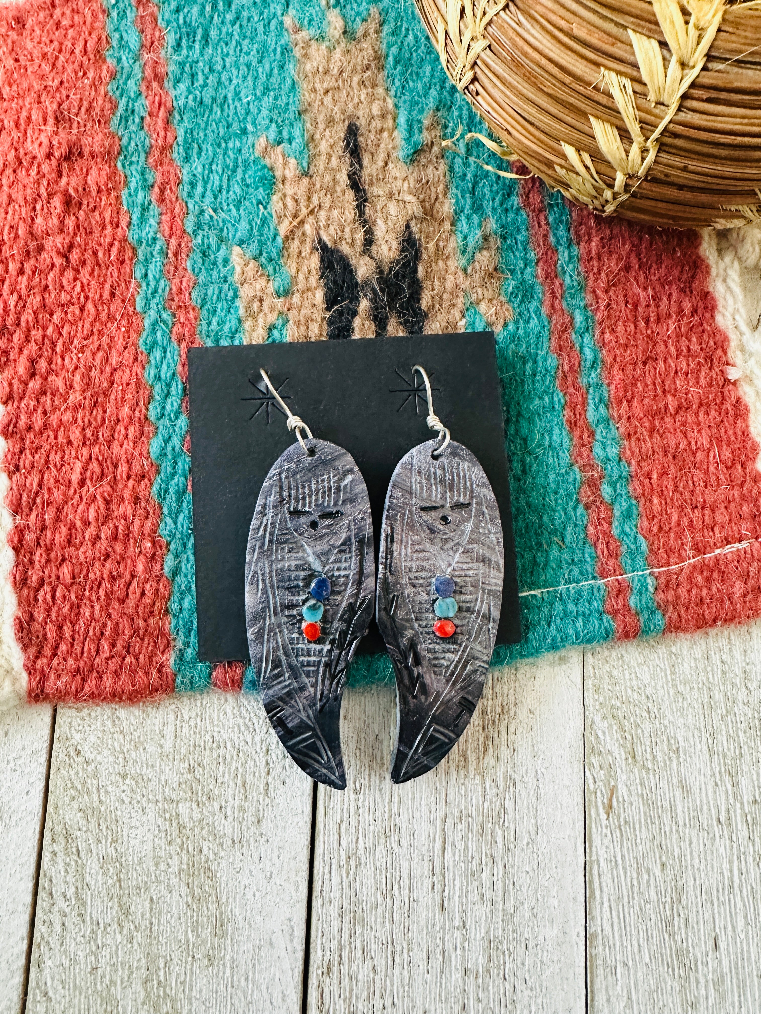 Handcrafted Multi Stone Corn Maiden Dangle Earrings