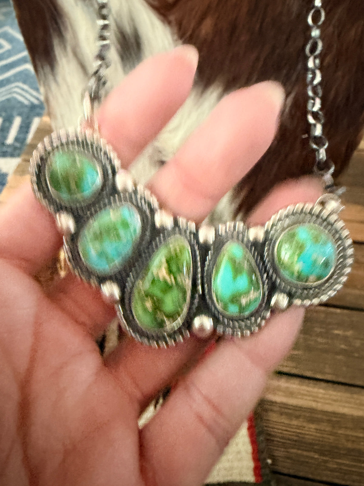 Handcrafted Sonoran Mountain Turquoise & Sterling Silver Necklace and Earring Set