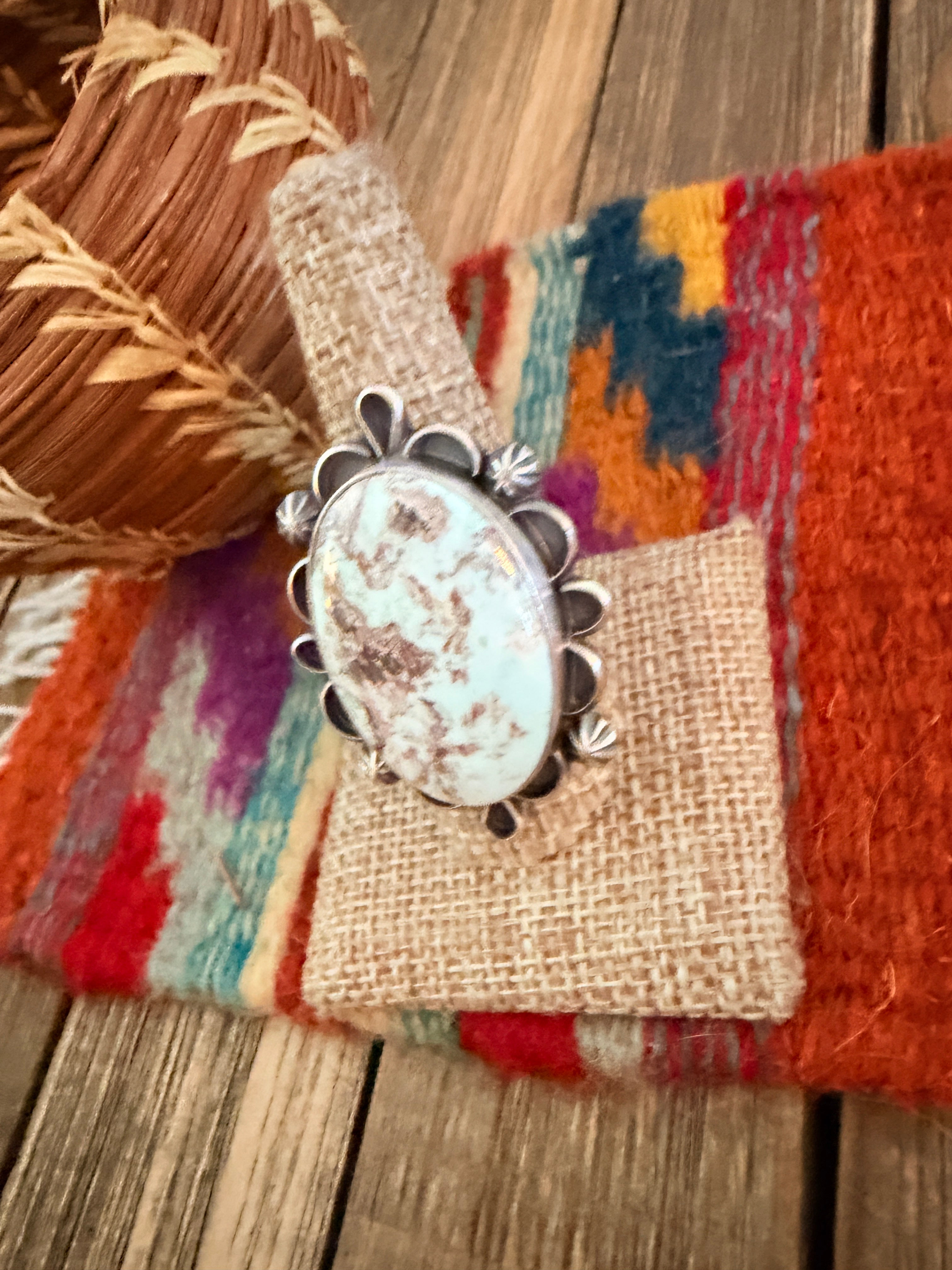 Handcrafted Dry Creek Turquoise & Sterling Silver Ring Size 8.75 by Jameson Garcia
