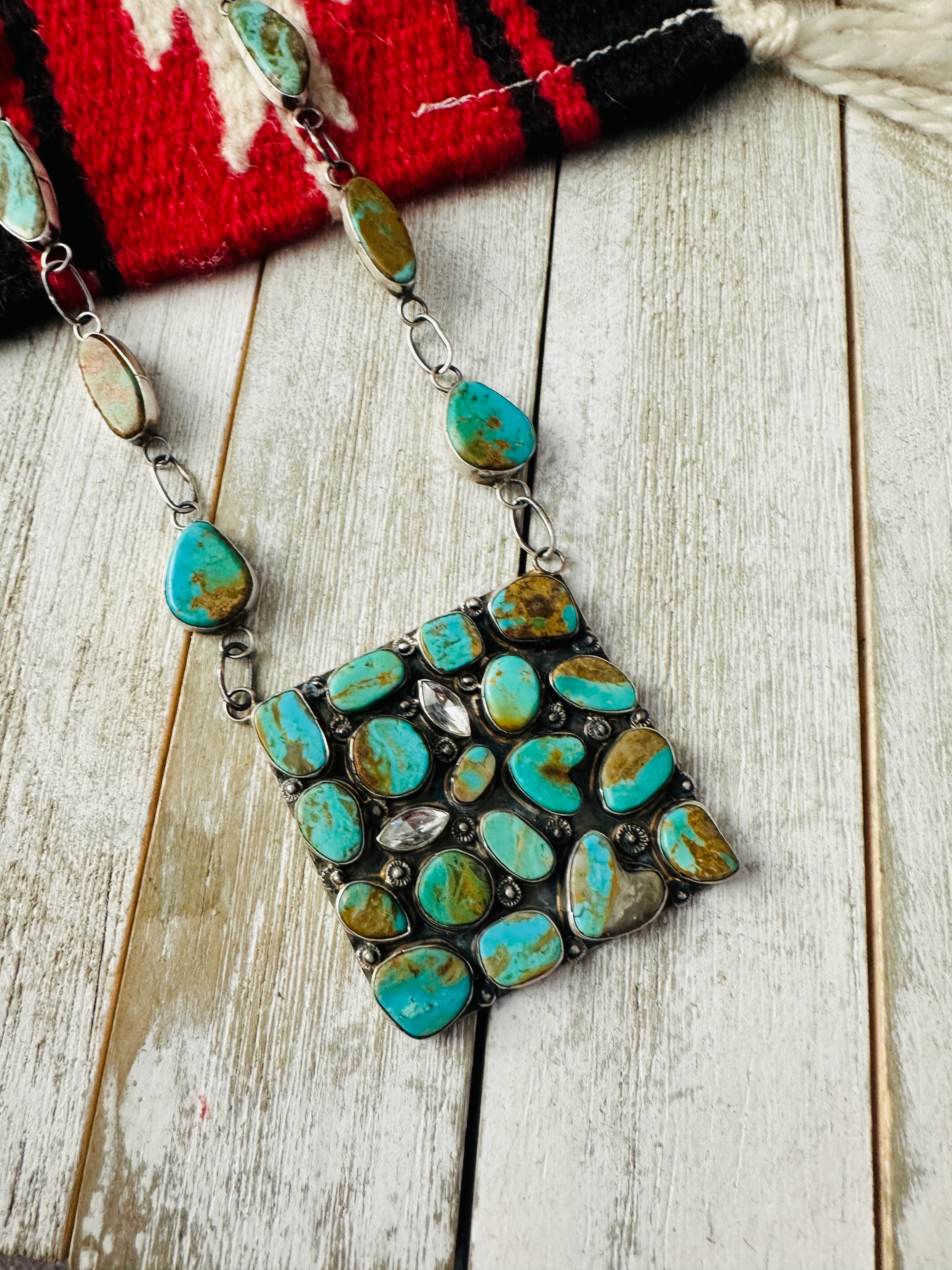 Navajo Sterling Silver & Royston Turquoise Necklace by Jacqueline Silver