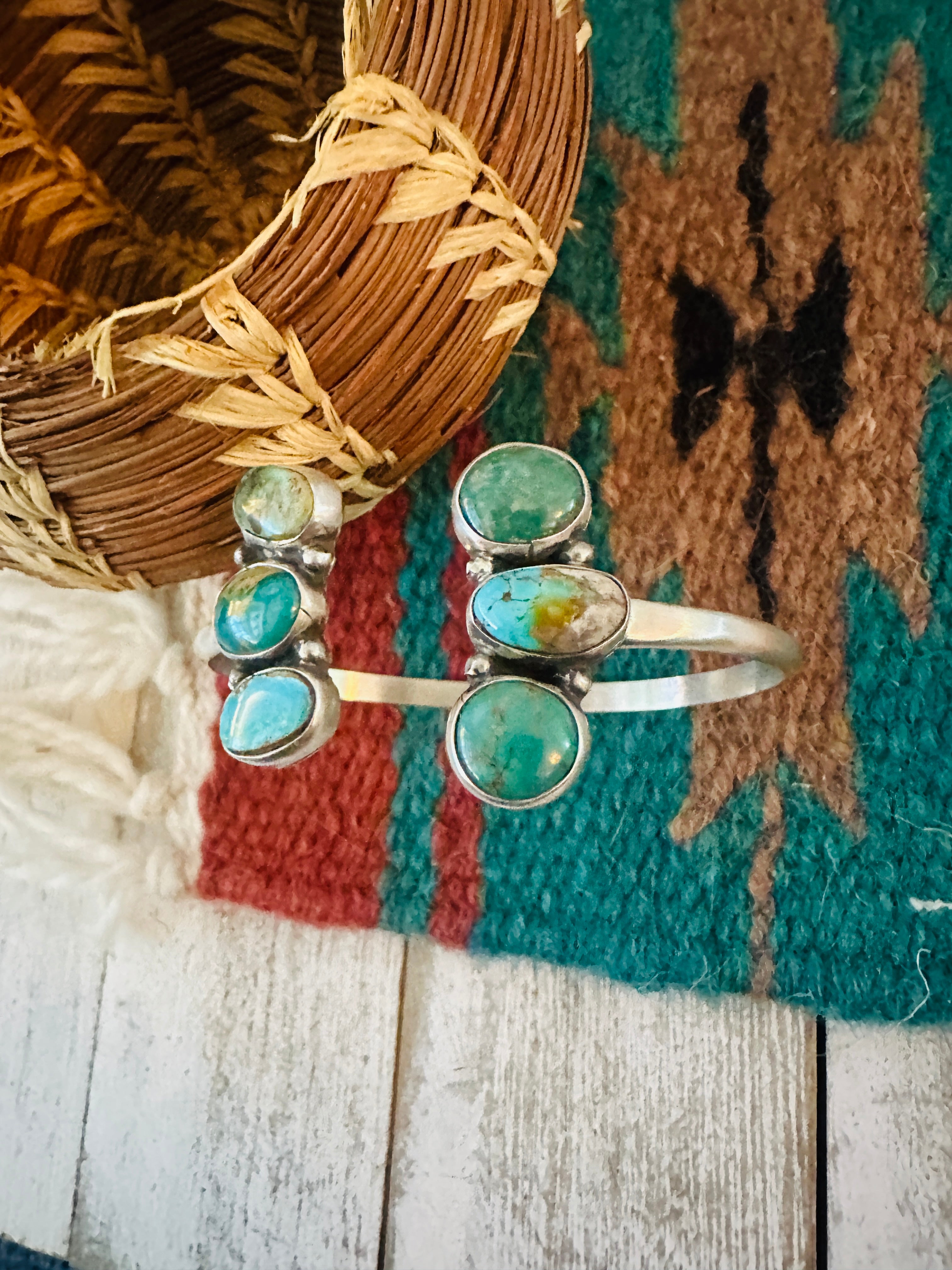 Handcrafted Turquoise & Sterling Silver Floating Cuff Bracelet