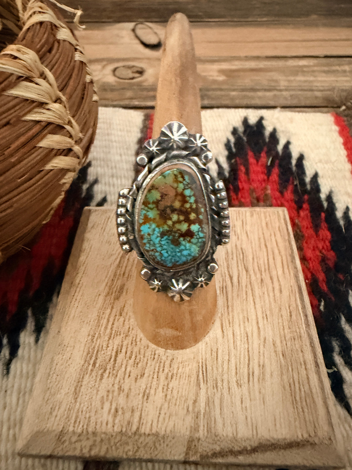 Handcrafted Royston Turquoise & Sterling Silver Ring 5.75 by Rosella Paxson