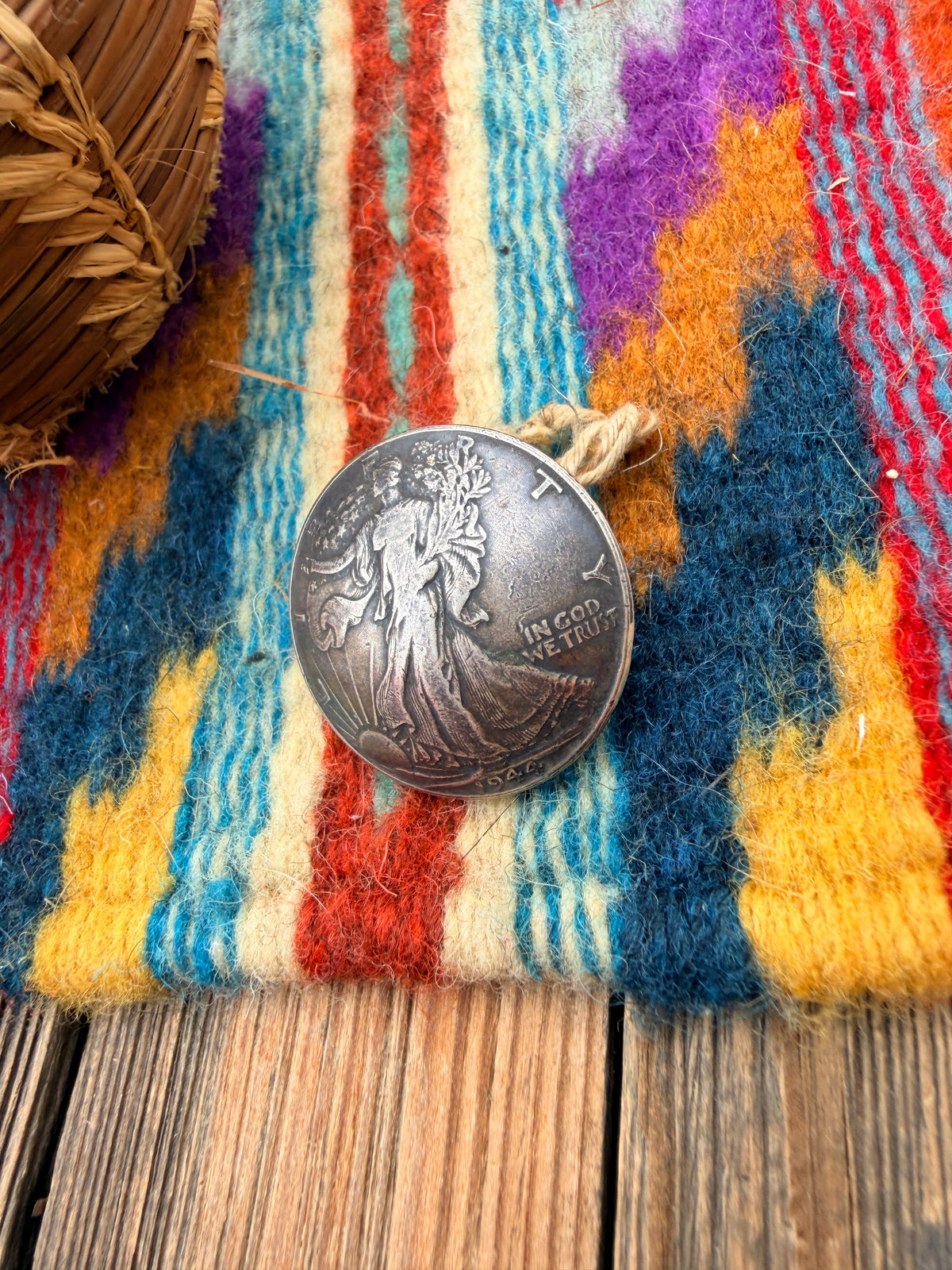 Old Pawn Handcrafted Liberty Half Dollar Button