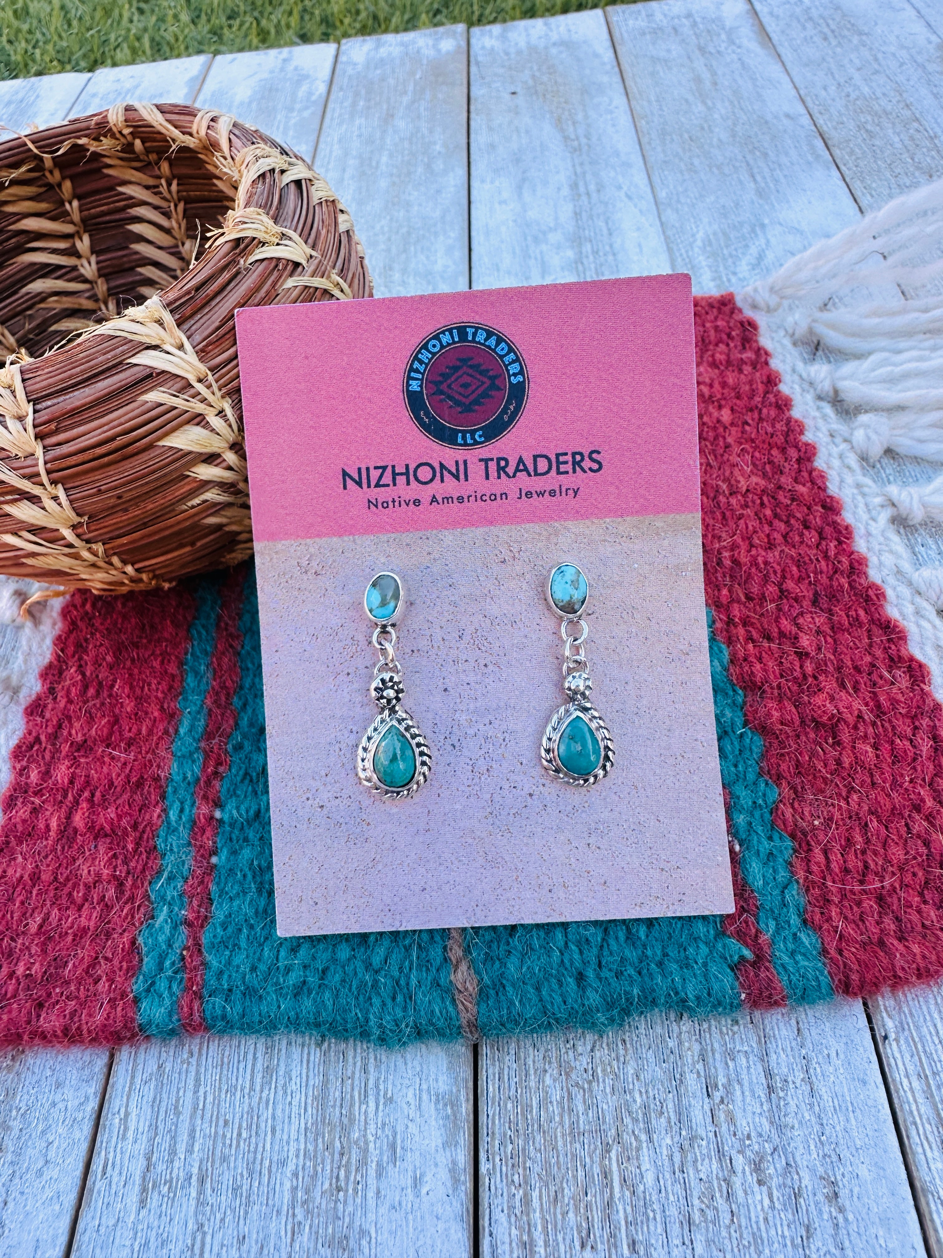 Handcrafted Turquoise & Sterling Silver Dangle Earrings