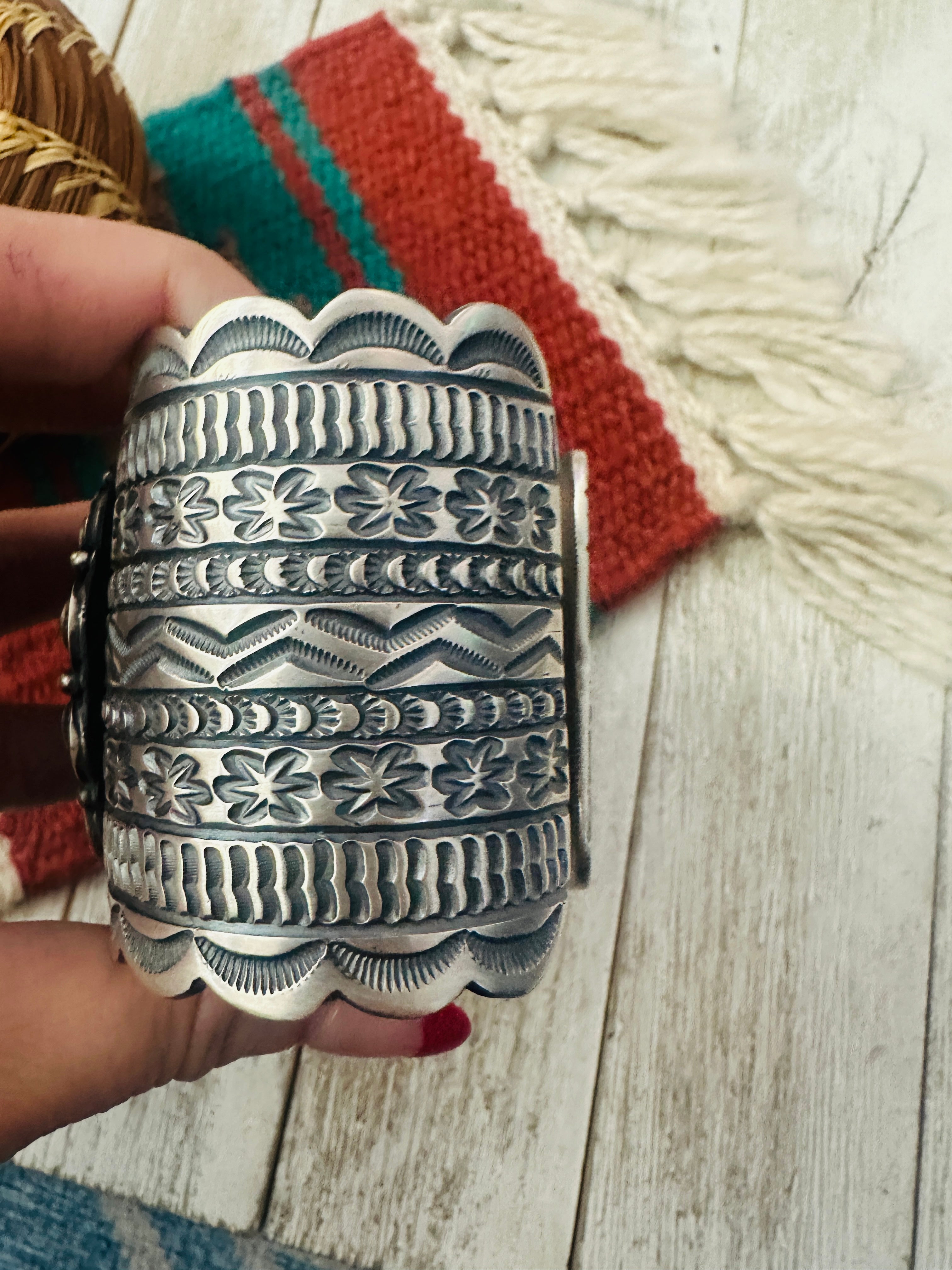 Handcrafted Sterling Silver & Spider Web Turquoise Cuff Bracelet by Randy Boyd