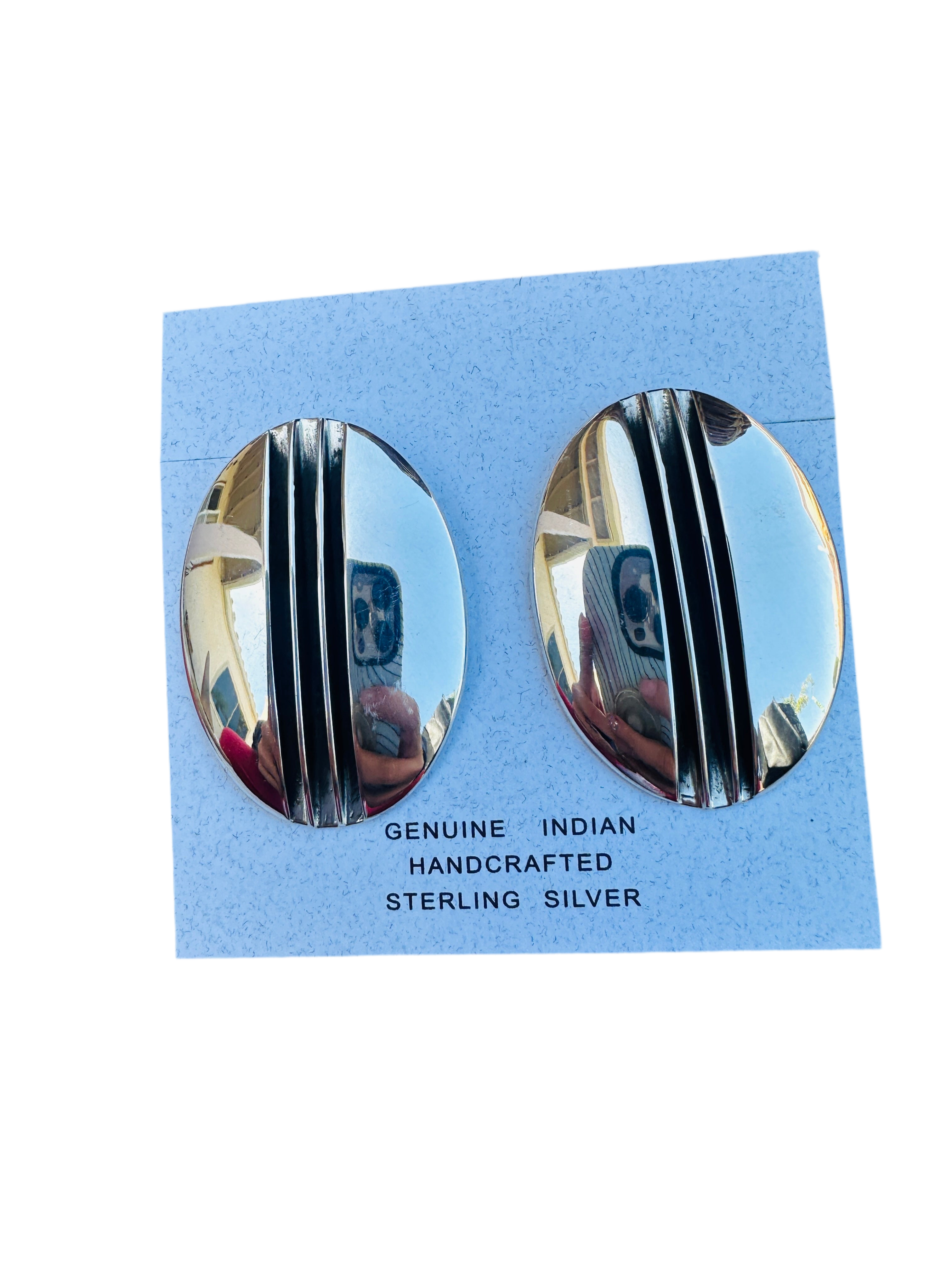 Handcrafted Hand Stamped Sterling Silver Post Earrings