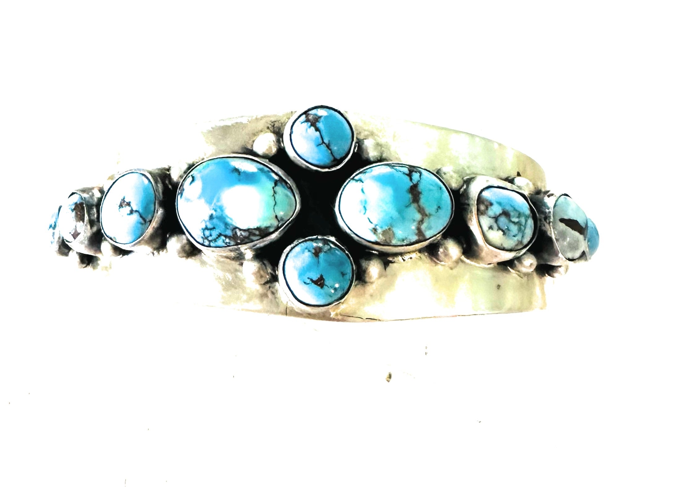 Handcrafted Golden Hills Turquoise & Sterling Silver Cuff Bracelet /