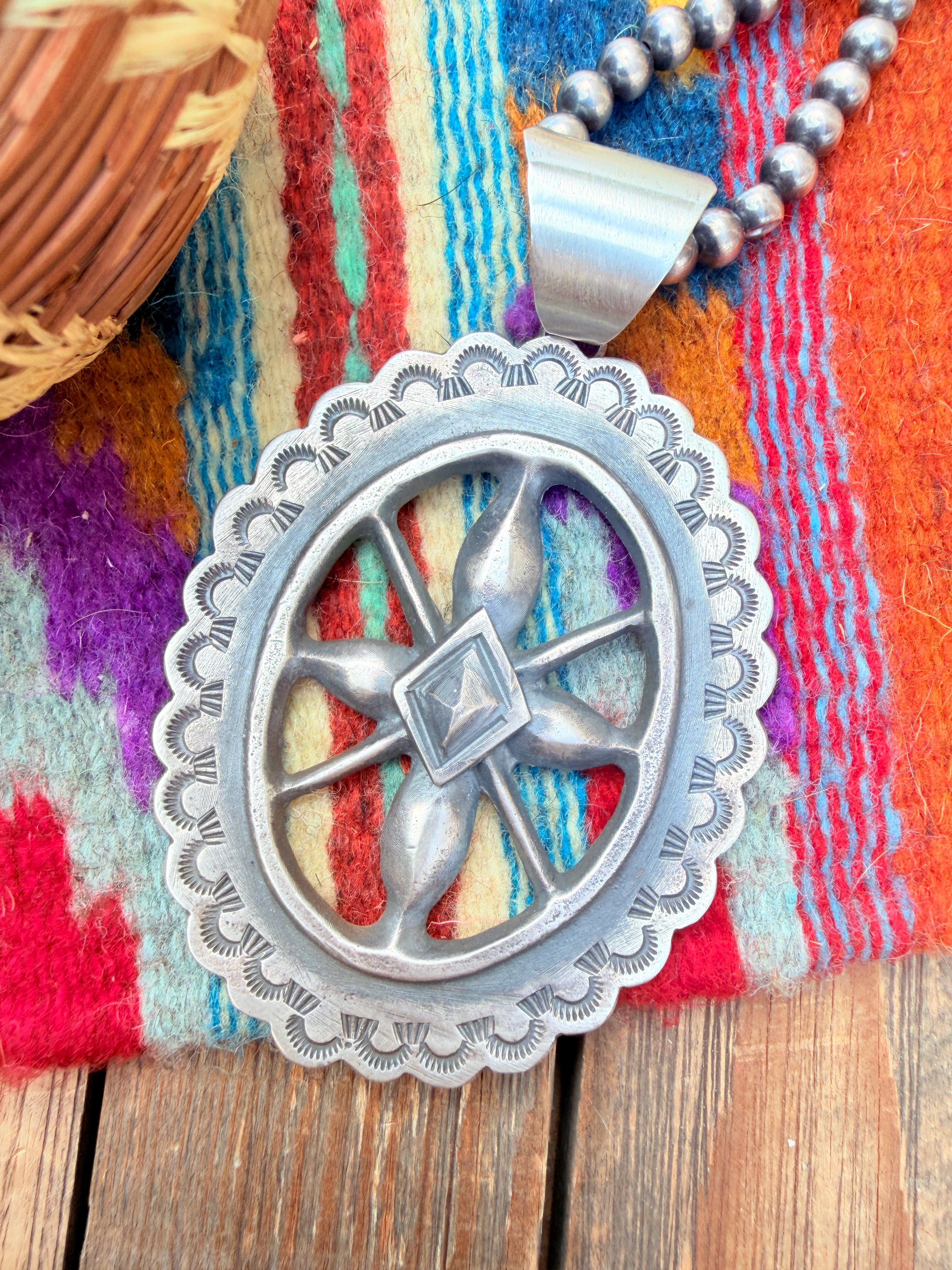 Handcrafted Sterling Silver Concho Pendant by Chimney Butte