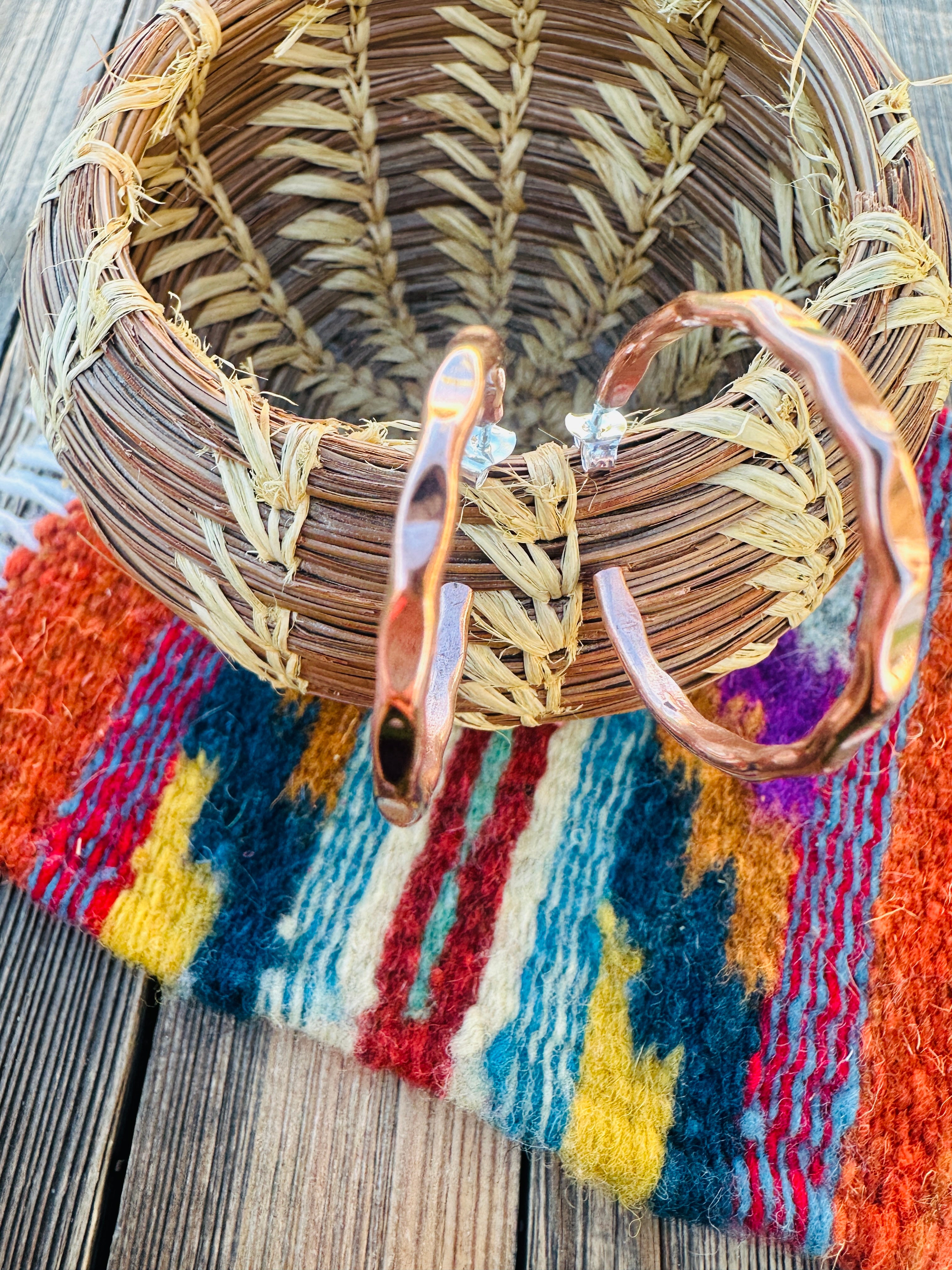 Handcrafted Hammered Copper Hoop Earrings