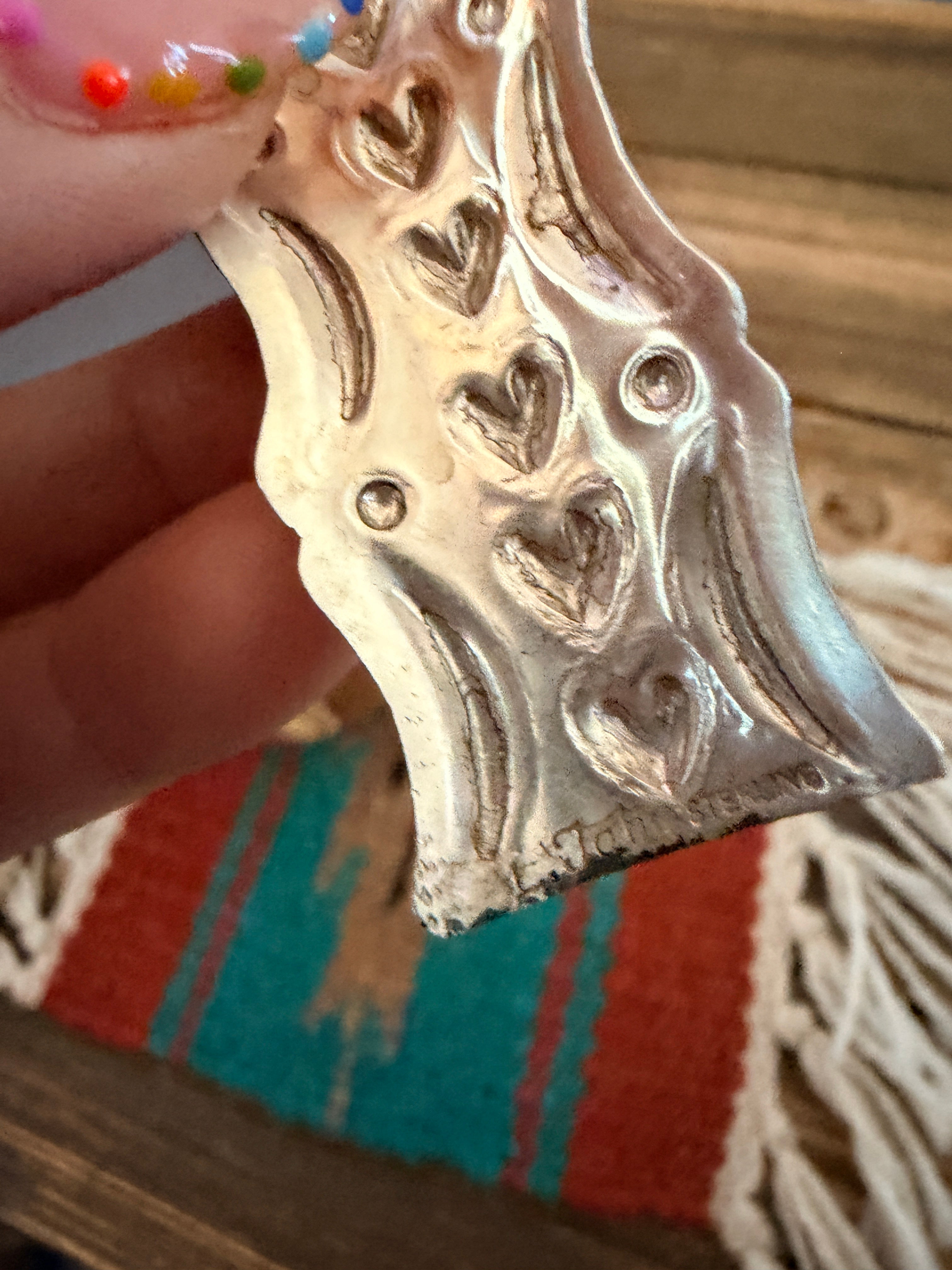 Handcrafted Sterling Silver Concho Dangle Earrings by Leander Tahe