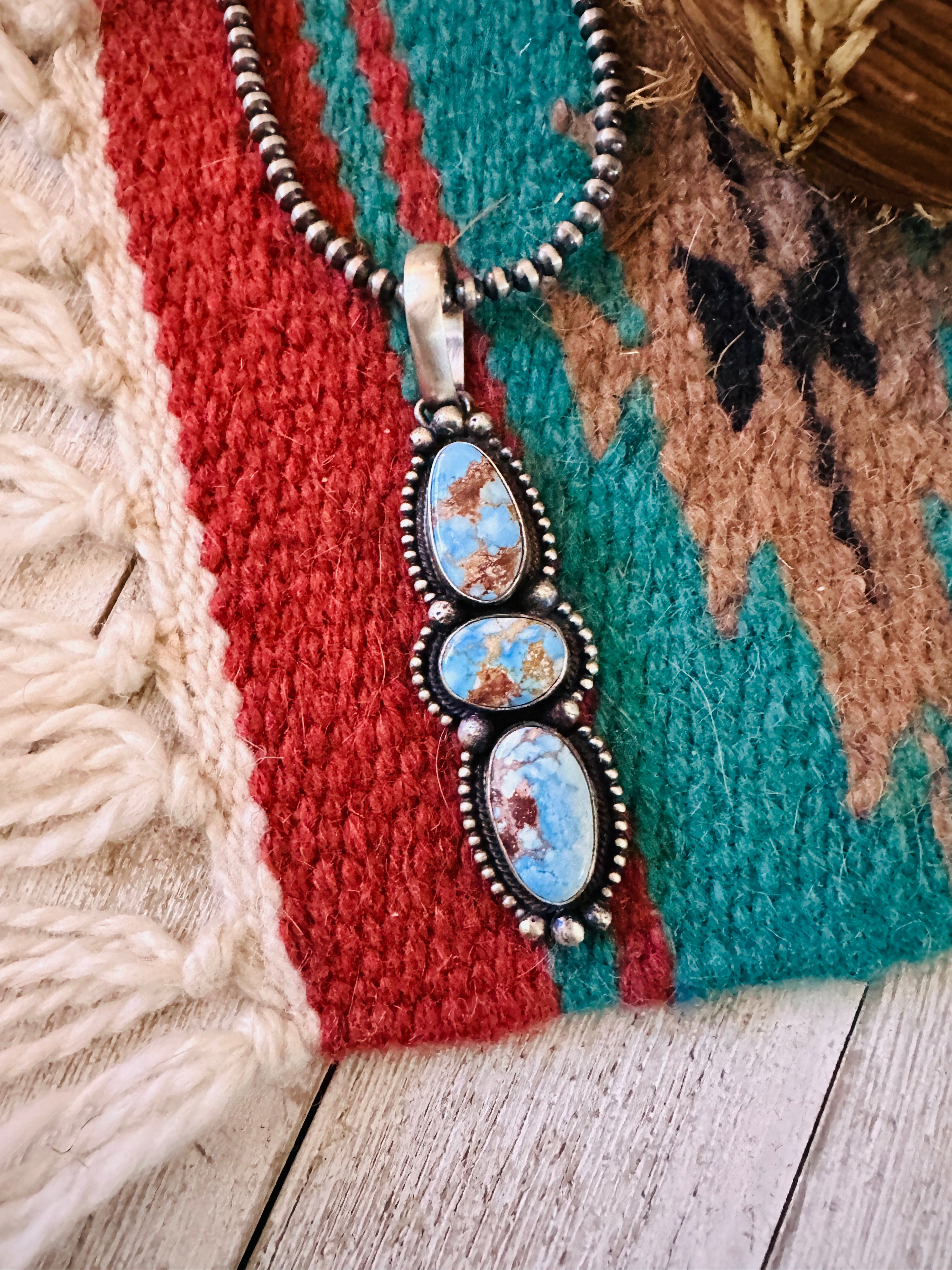 Handcrafted Golden Hills Turquoise & Sterling Silver Pendant