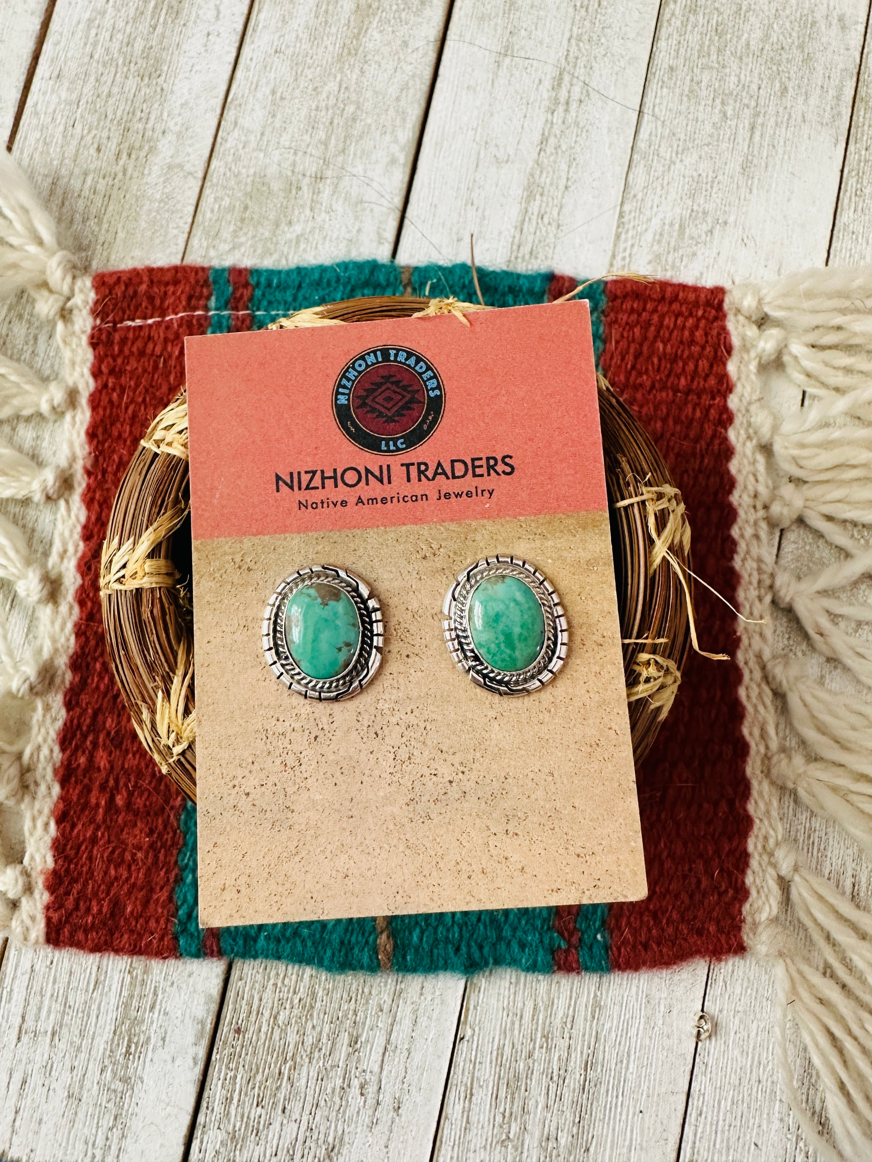 Navajo Turquoise & Sterling Silver Post Earrings