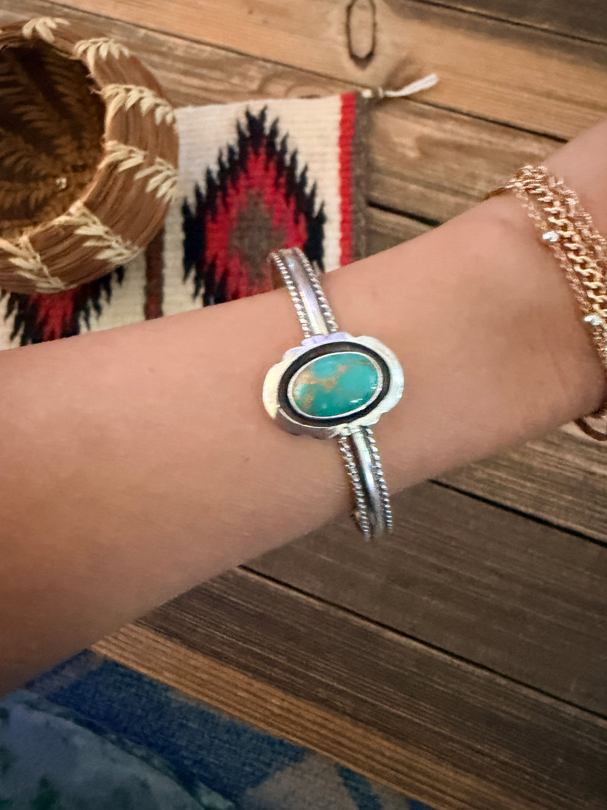 Handcrafted Turquoise & Sterling Silver Cuff Bracelet