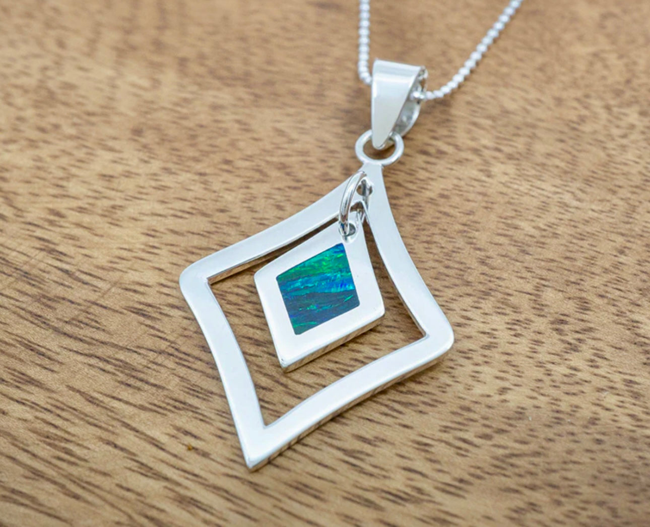 Emerald Green Opal Inlay Pendant