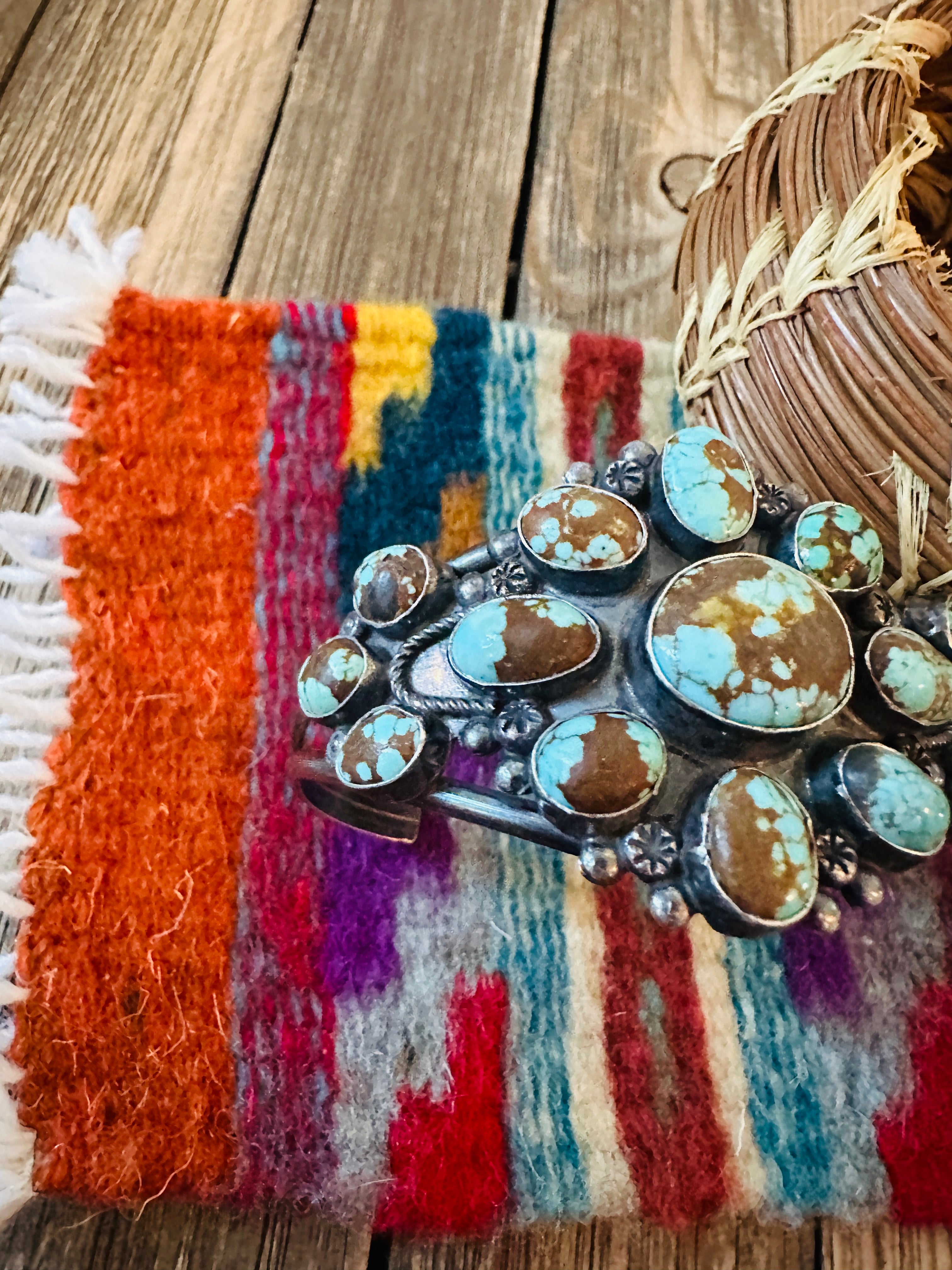 Handcrafted Turquoise & Sterling Silver Cuff Bracelet by Jacqueline Silver