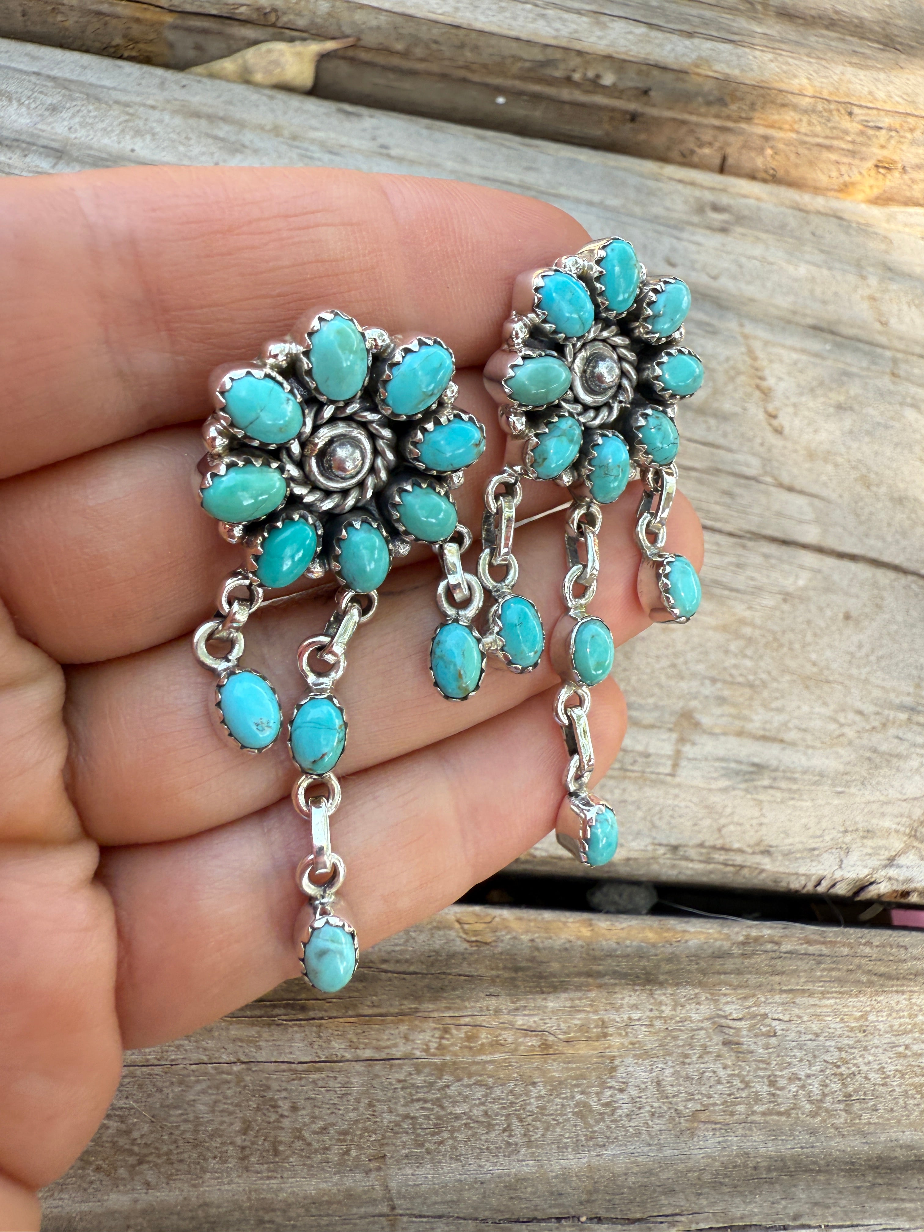 Handmade Sterling Silver Turquoise Dangle Earrings