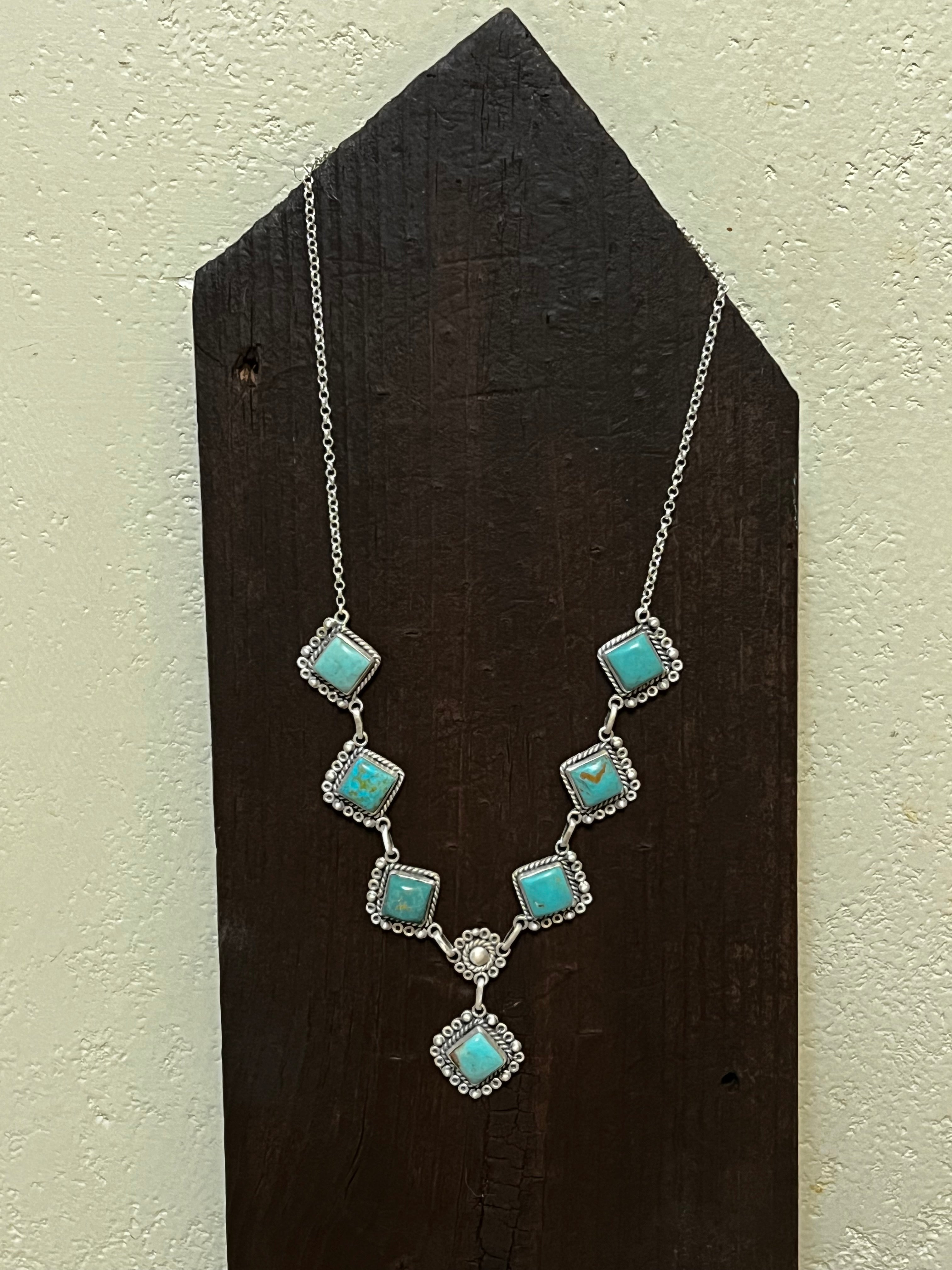 Handmade Sterling Silver & Turquoise Drop Necklace