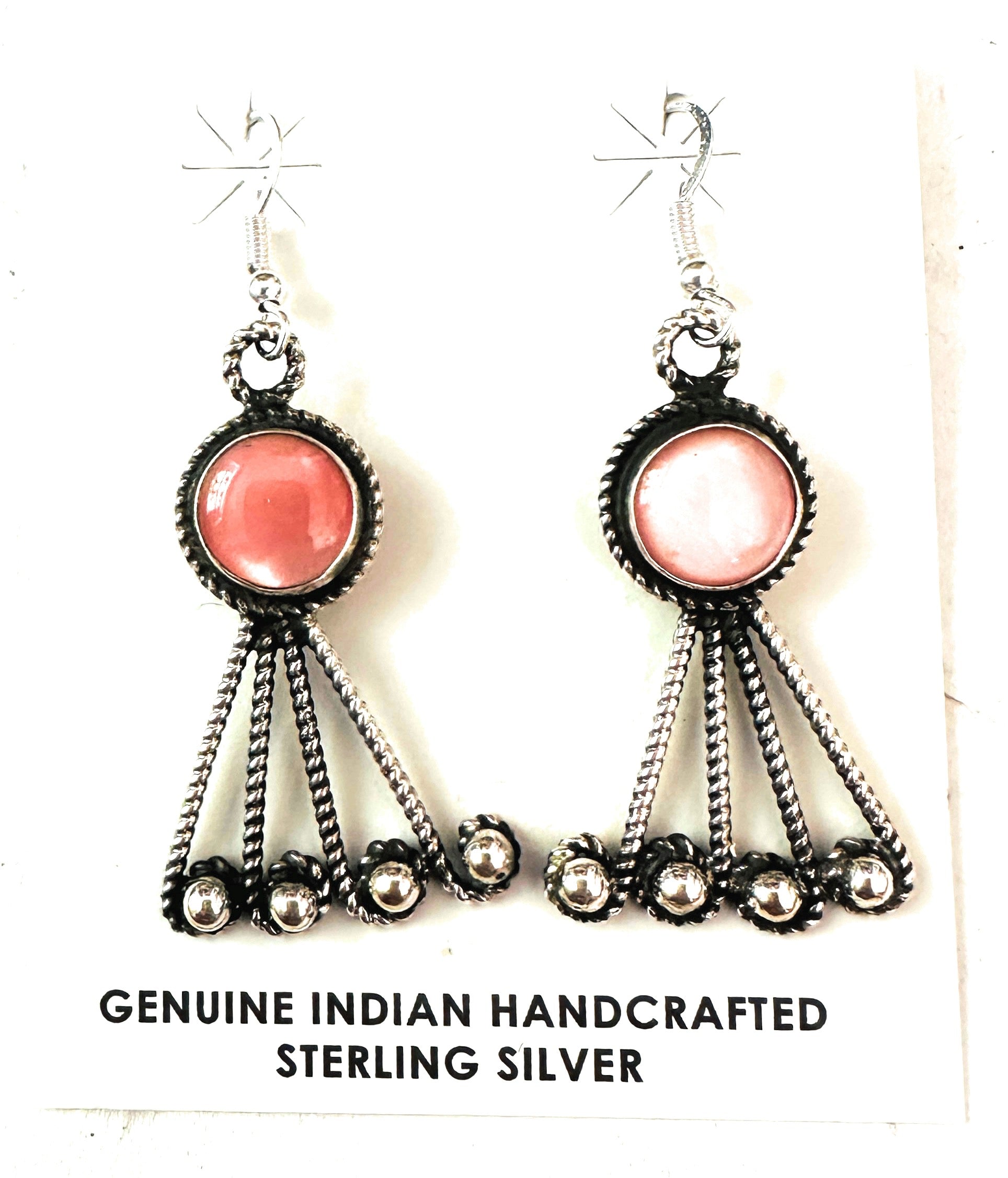 Handcrafted Mother of Pearl & Sterling Silver Dangle Earrings