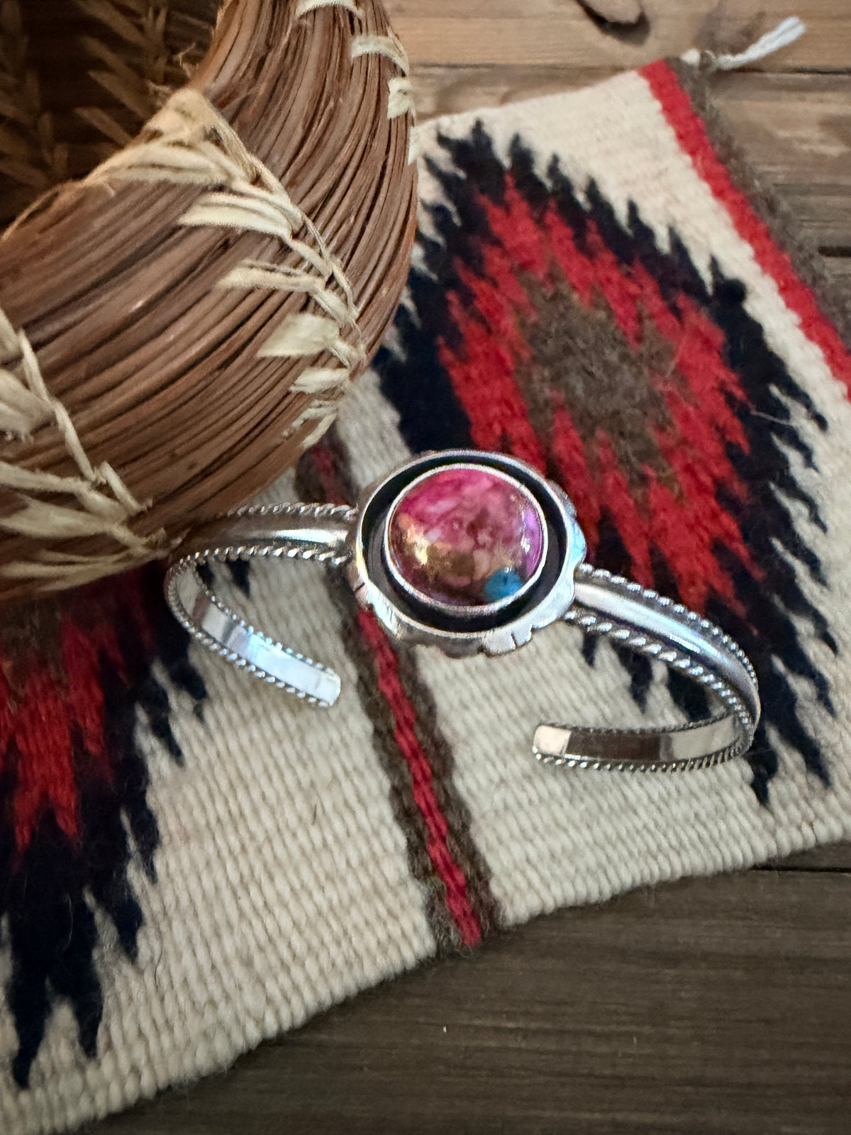 Handcrafted Pink Dream Mojave & Sterling Silver Cuff Bracelet