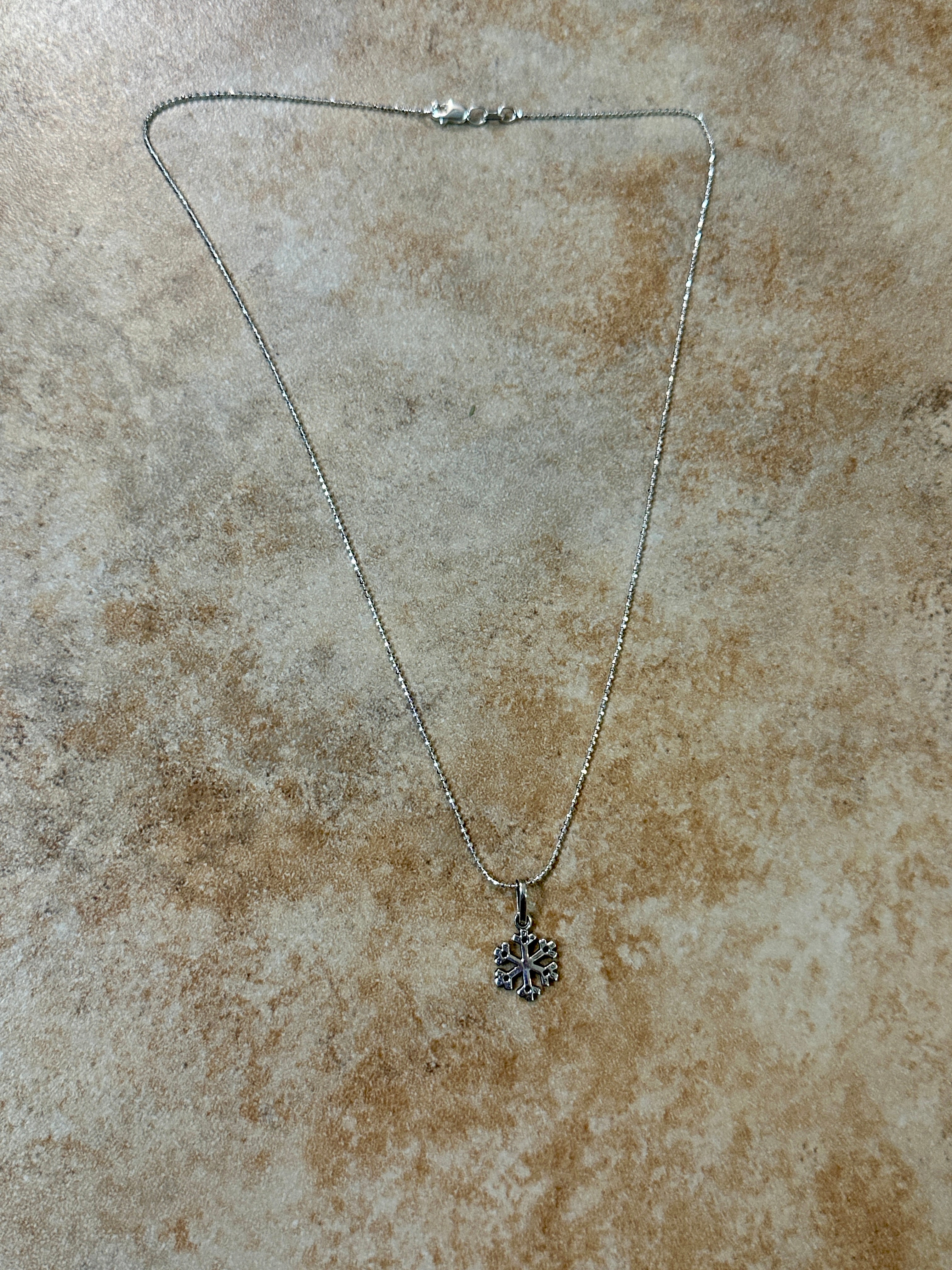 Small Sterling Silver Snowflake Pendant Necklace