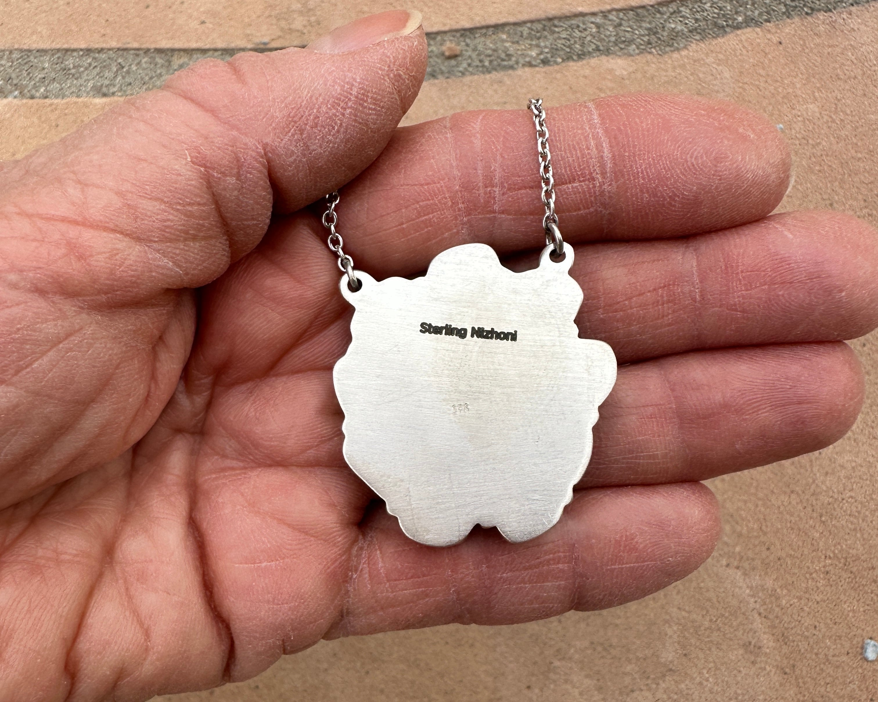 Handmade Sonoran Mountain Turquoise Cluster & Sterling Silver Necklace