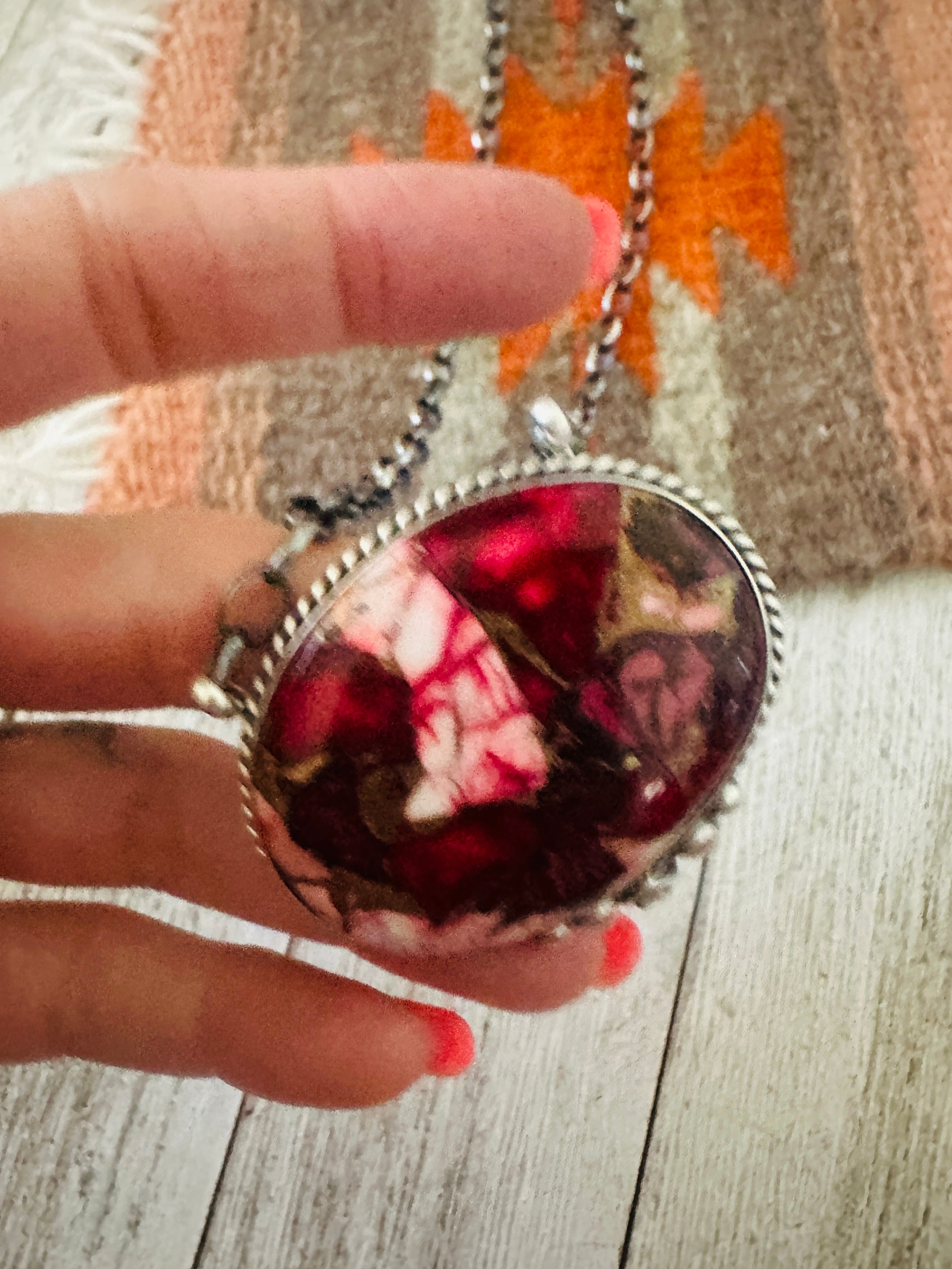 Handcrafted Rose Dahlia & Sterling Silver Bar Necklace