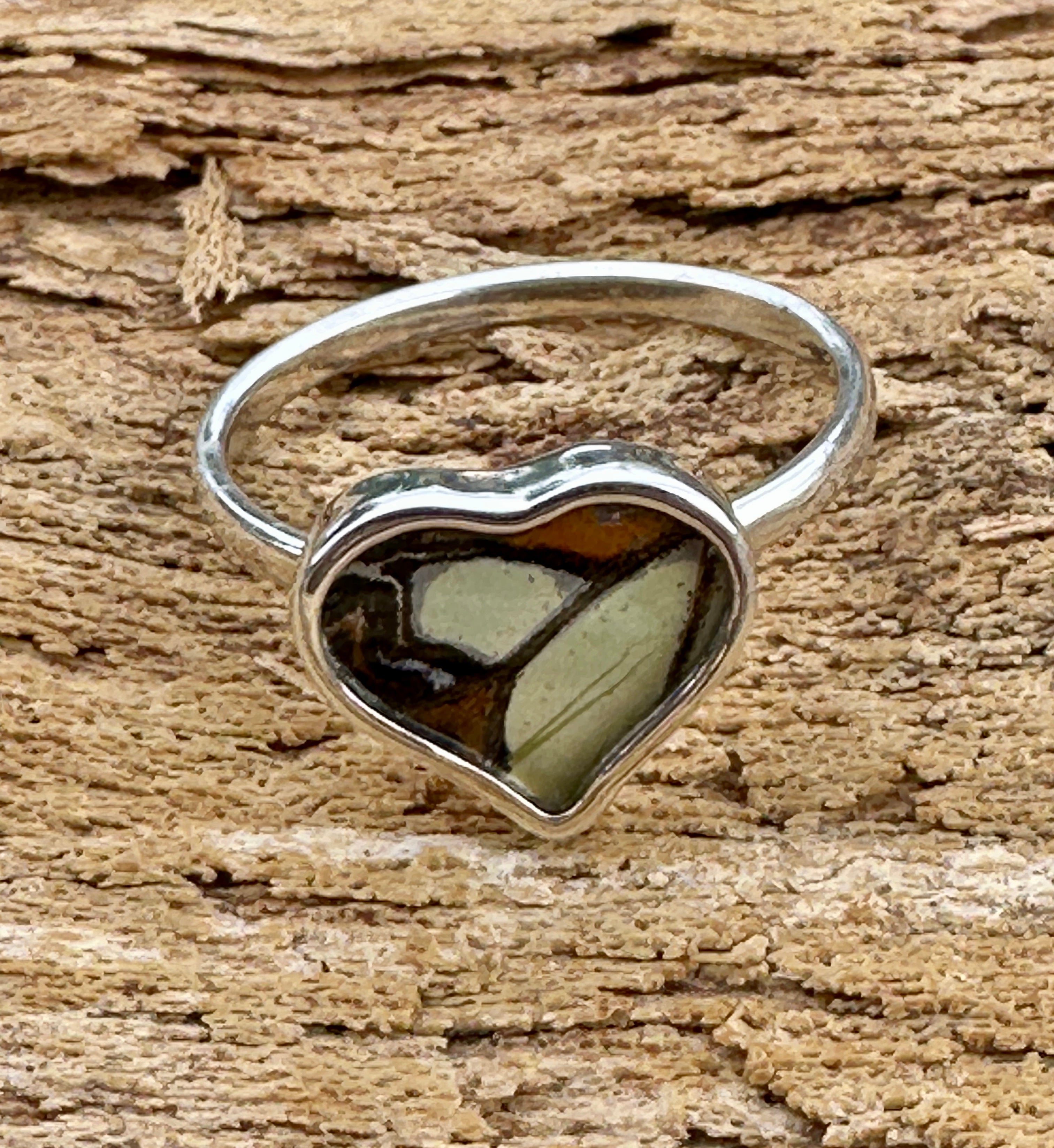 Malachite Butterfly Sterling Silver Ring Size 9.5