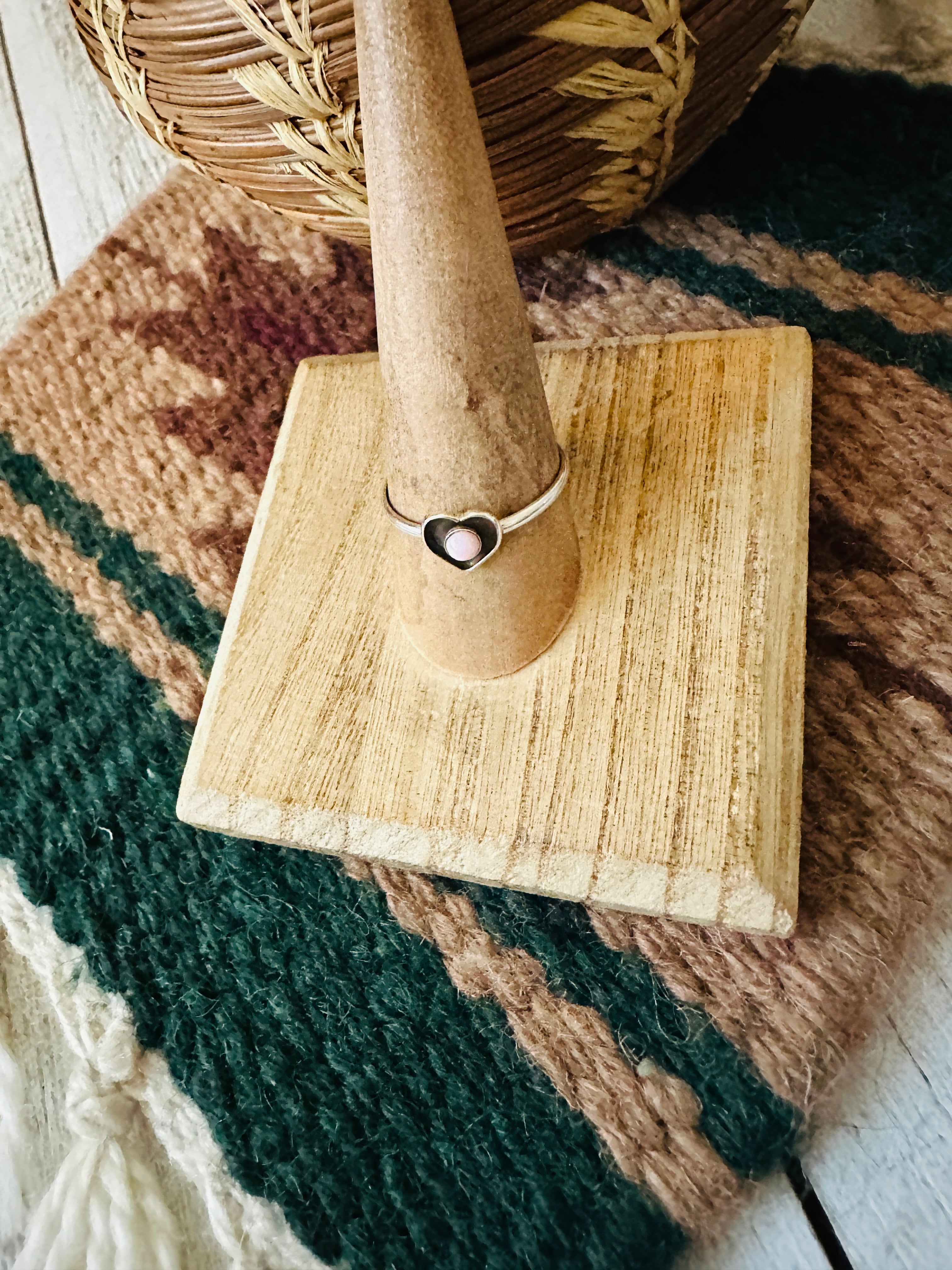 Handcrafted Sterling Silver & Queen Pink Conch Heart Ring
