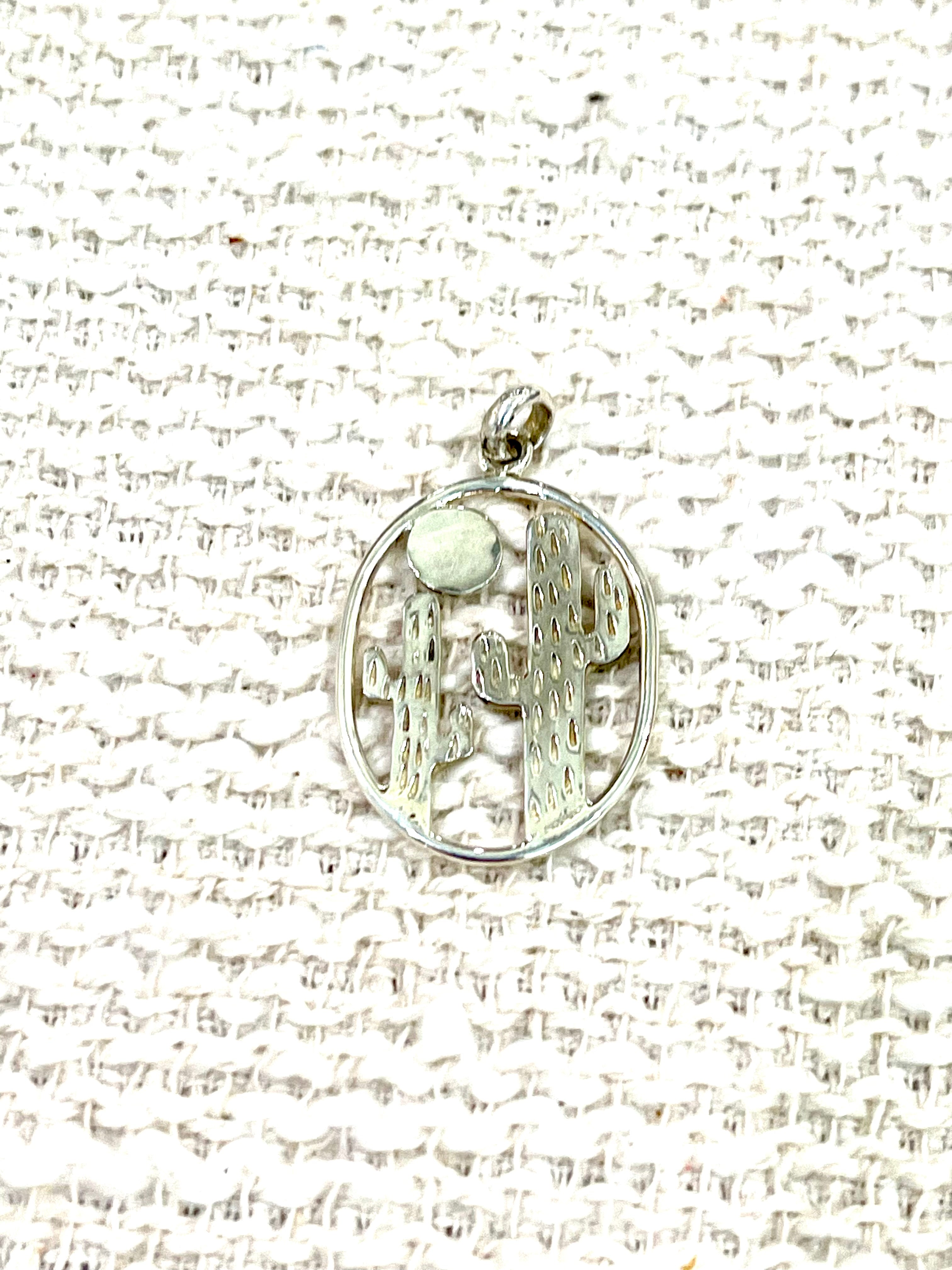 Handmade In Mexico ,Sterling Silver Cactus Pendant