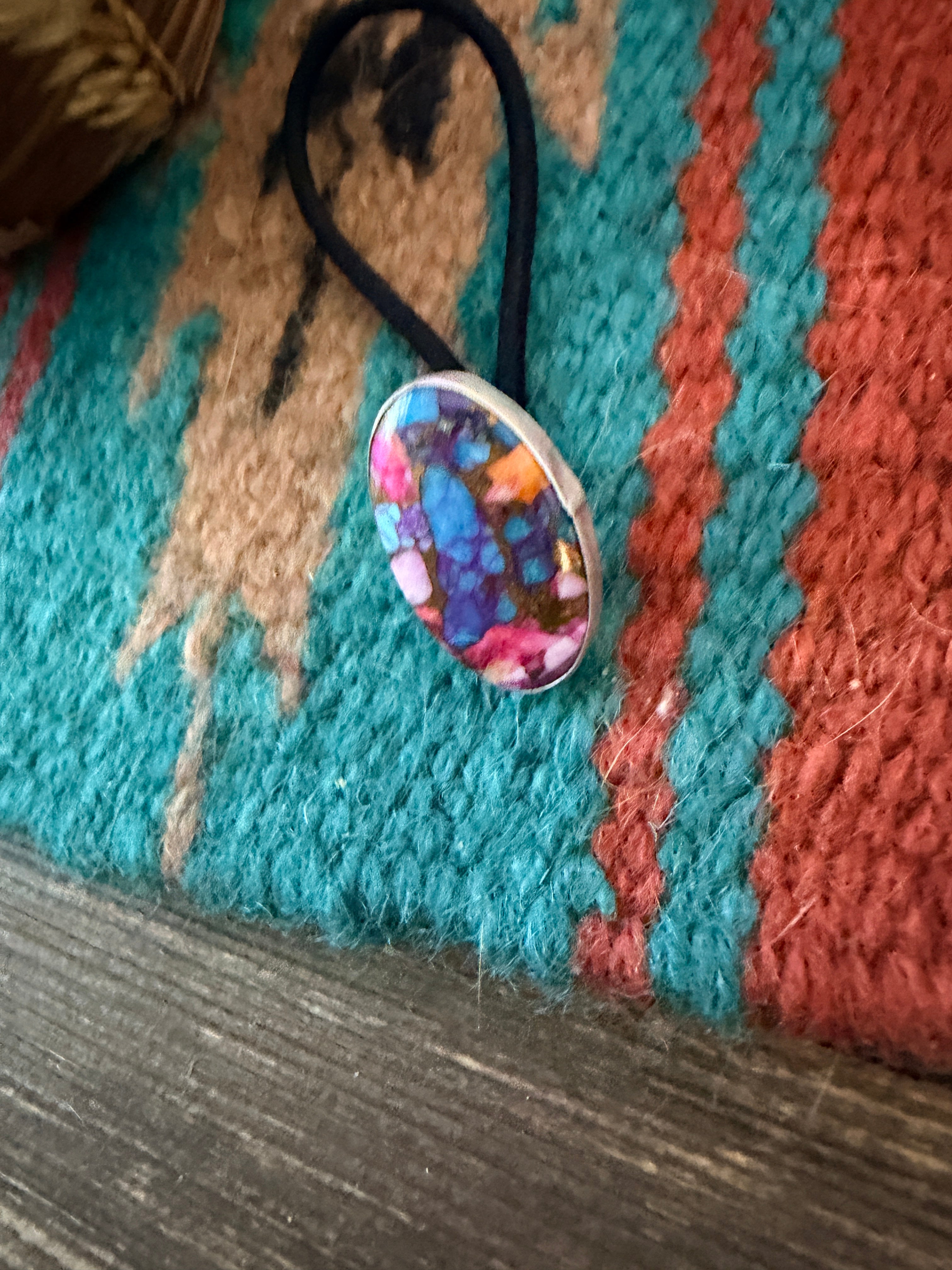 Handcrafted Pink Dream Mojave & Sterling Silver Hair Tie