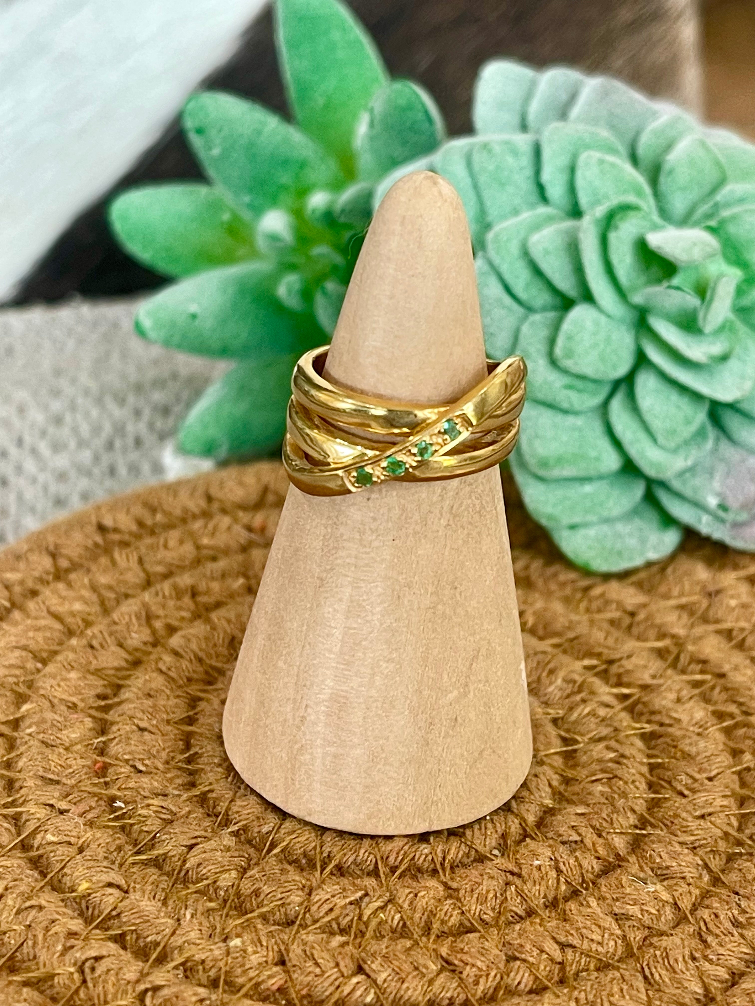 Vintage Handmade Gold Plated Stack Ring Sz 5.5