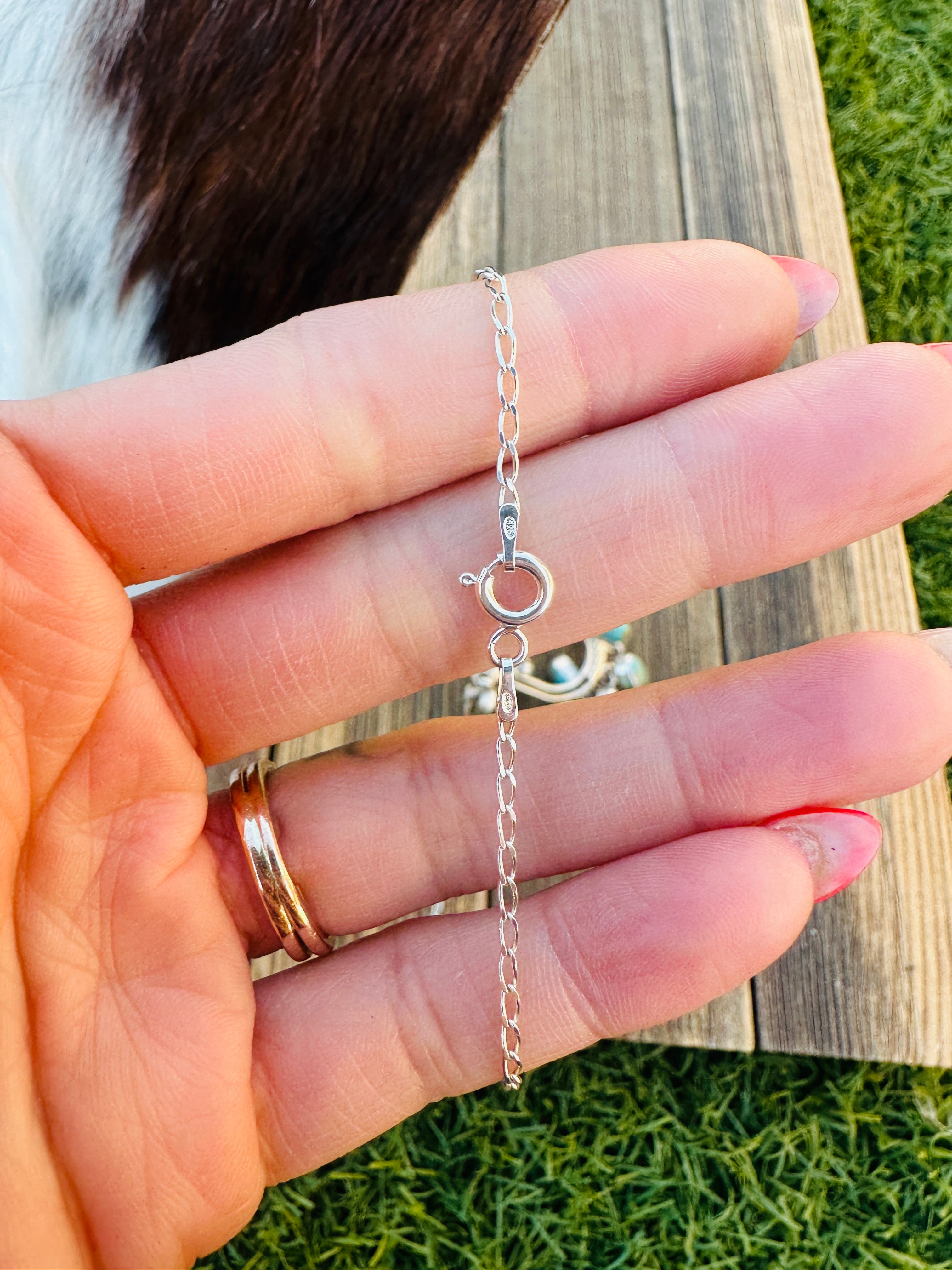 Handcrafted Turquoise & Sterling Silver Chandelier Necklace by Pearlene Spencer