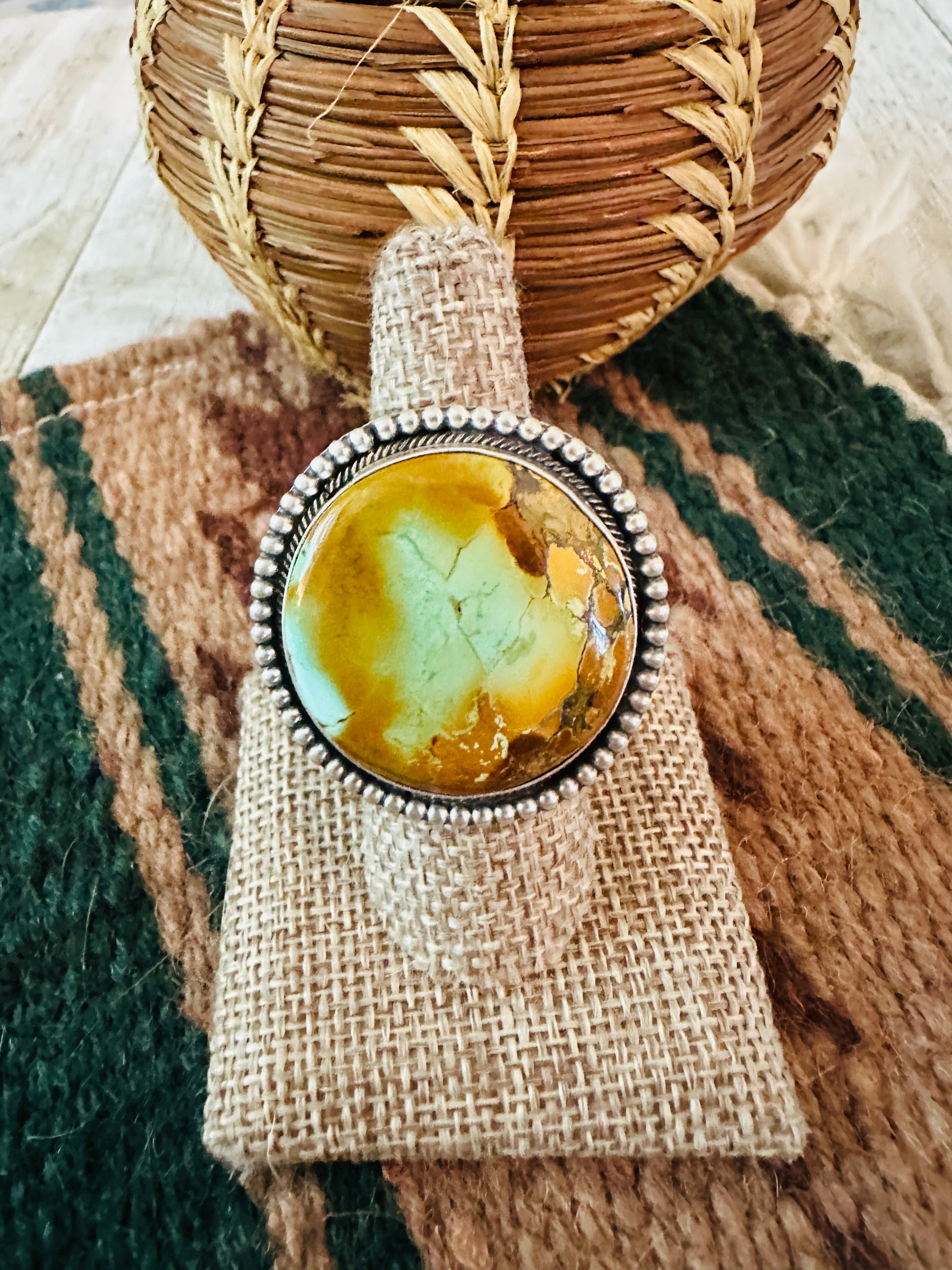 Handcrafted Sterling Silver & Royston Turquoise Ring Size 8