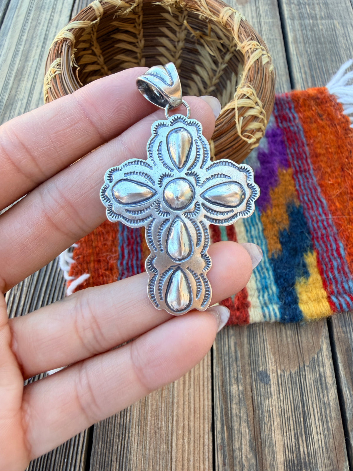 Handcrafted Sterling Silver Cross Pendant by Benson Shorty