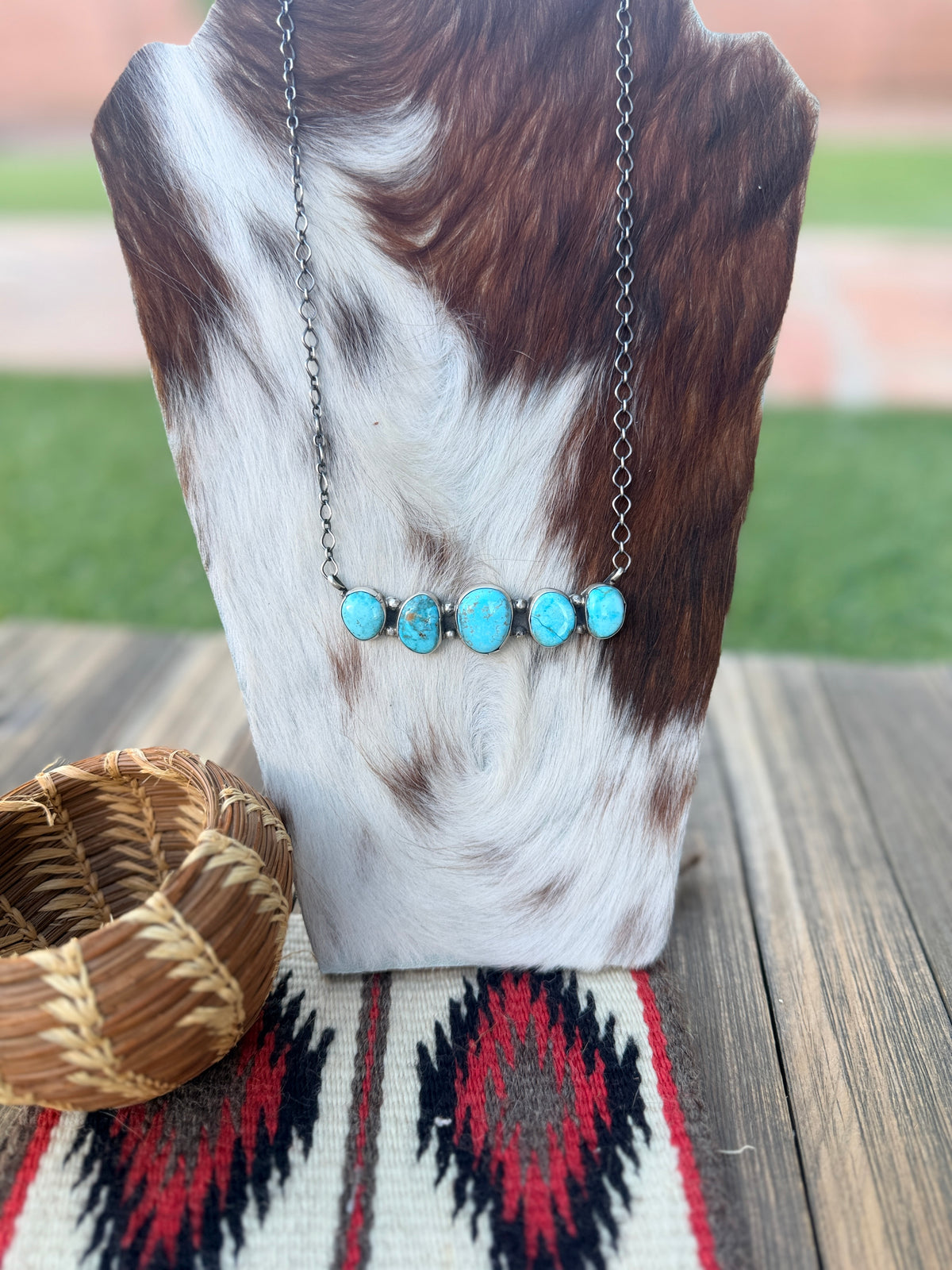 Handcrafted Kingman Turquoise & Sterling Silver Necklace