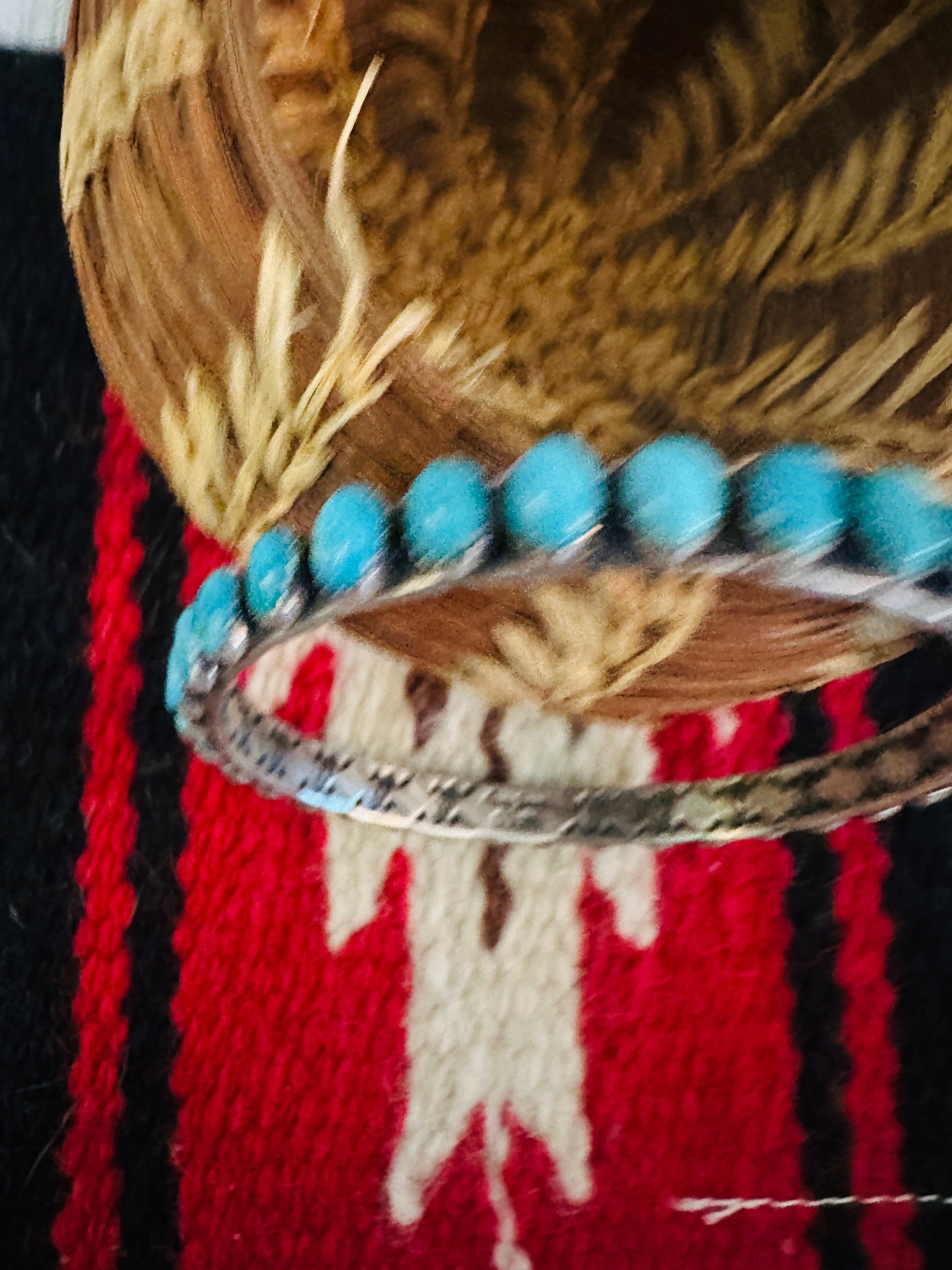 Handcrafted Turquoise & Sterling Silver Bangle Bracelet by Leroy James