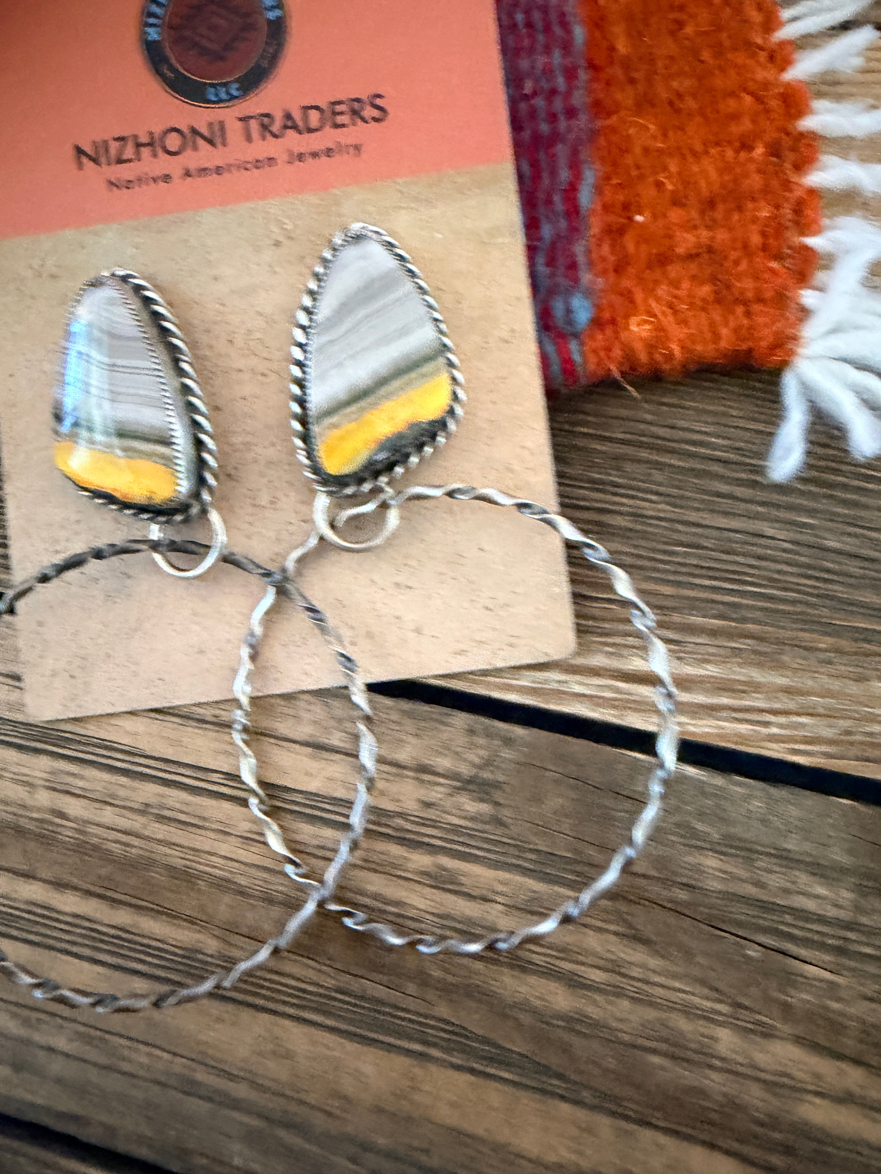 Handcrafted Bumblebee & Sterling Silver Hoop Earrings
