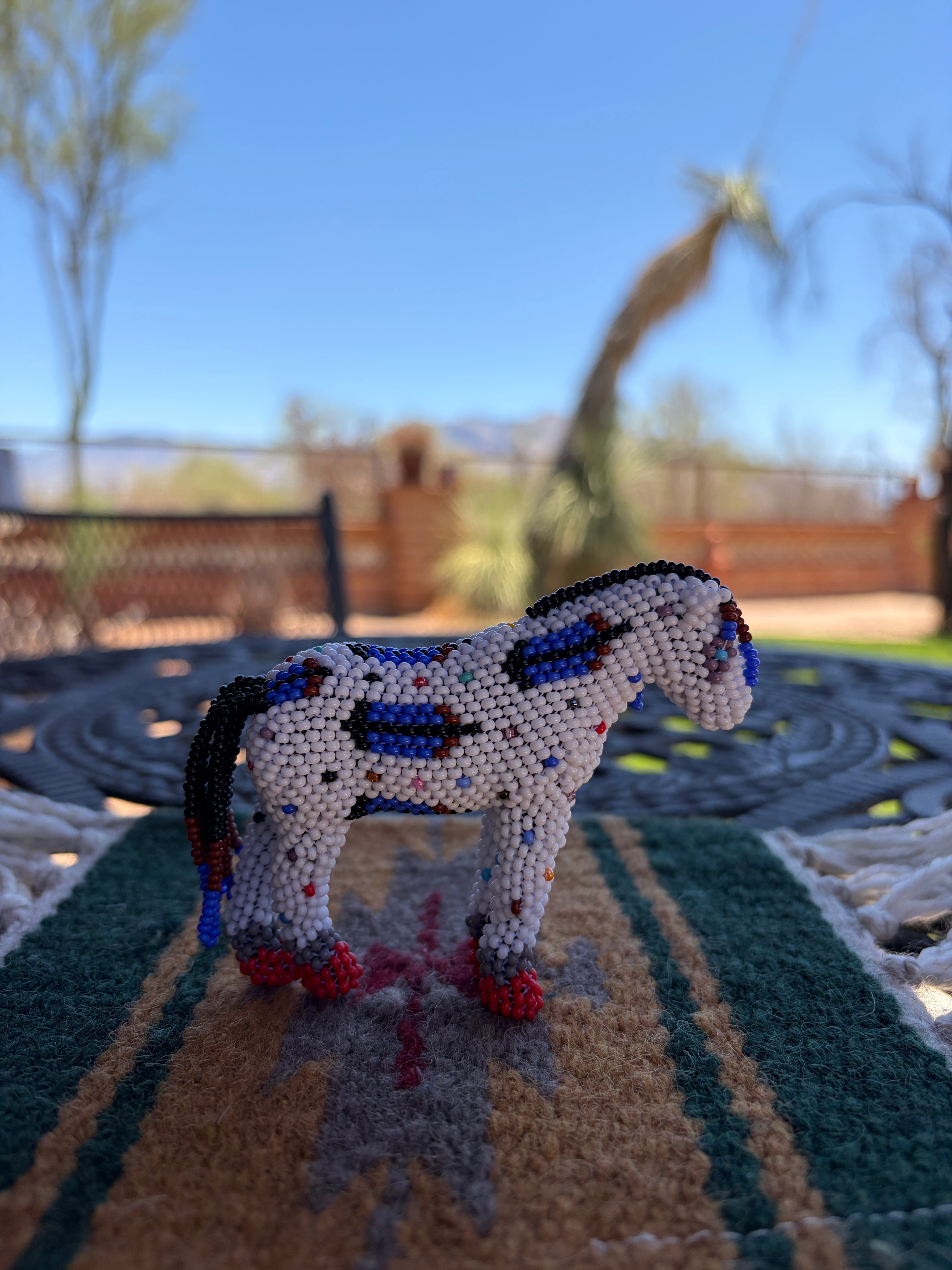Handmade Peyote Stitched Horse Figurine- White 12