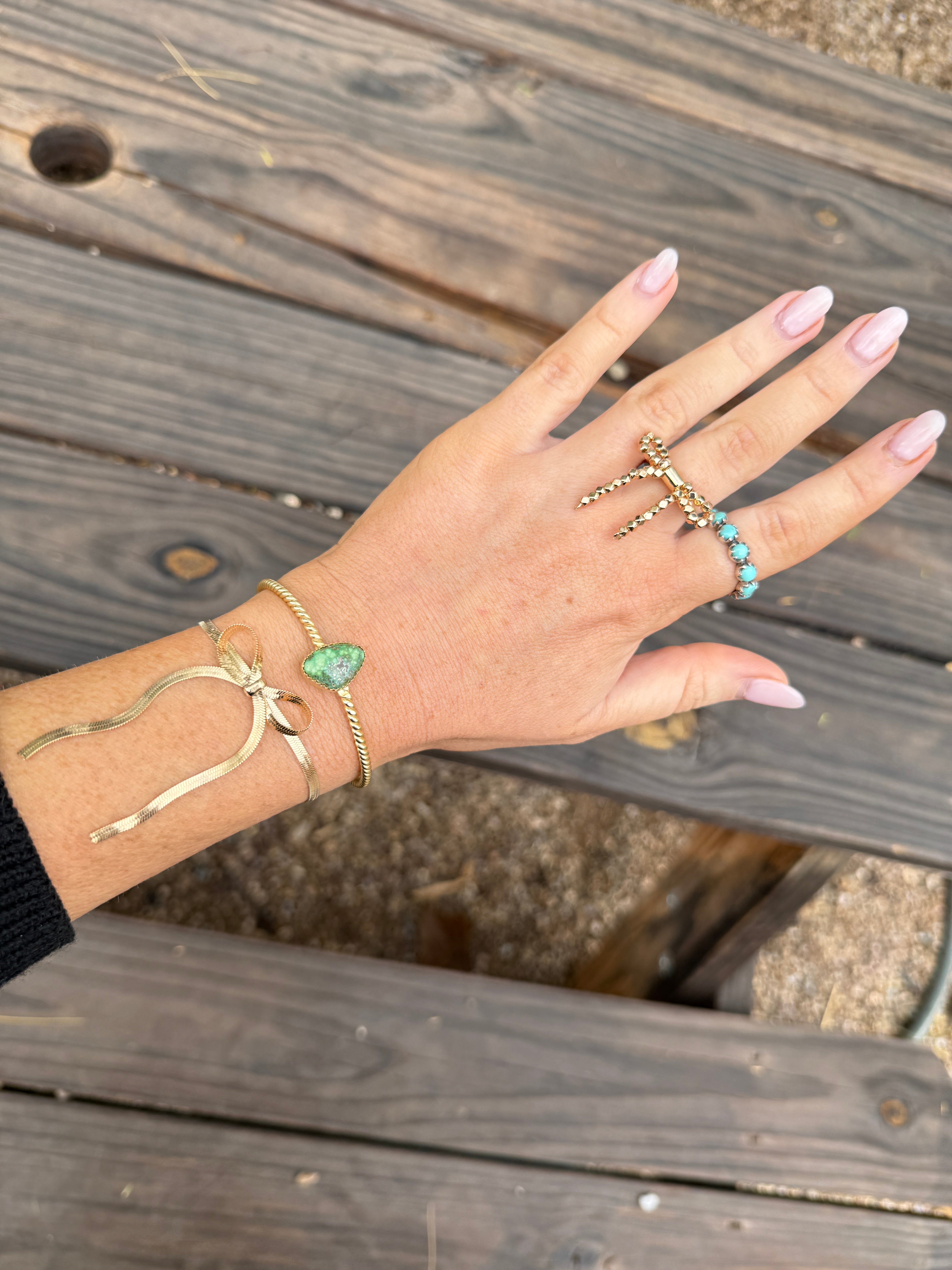 “The Golden Collection” THE BOW Handmade Gold Plated Ring Size 6.5