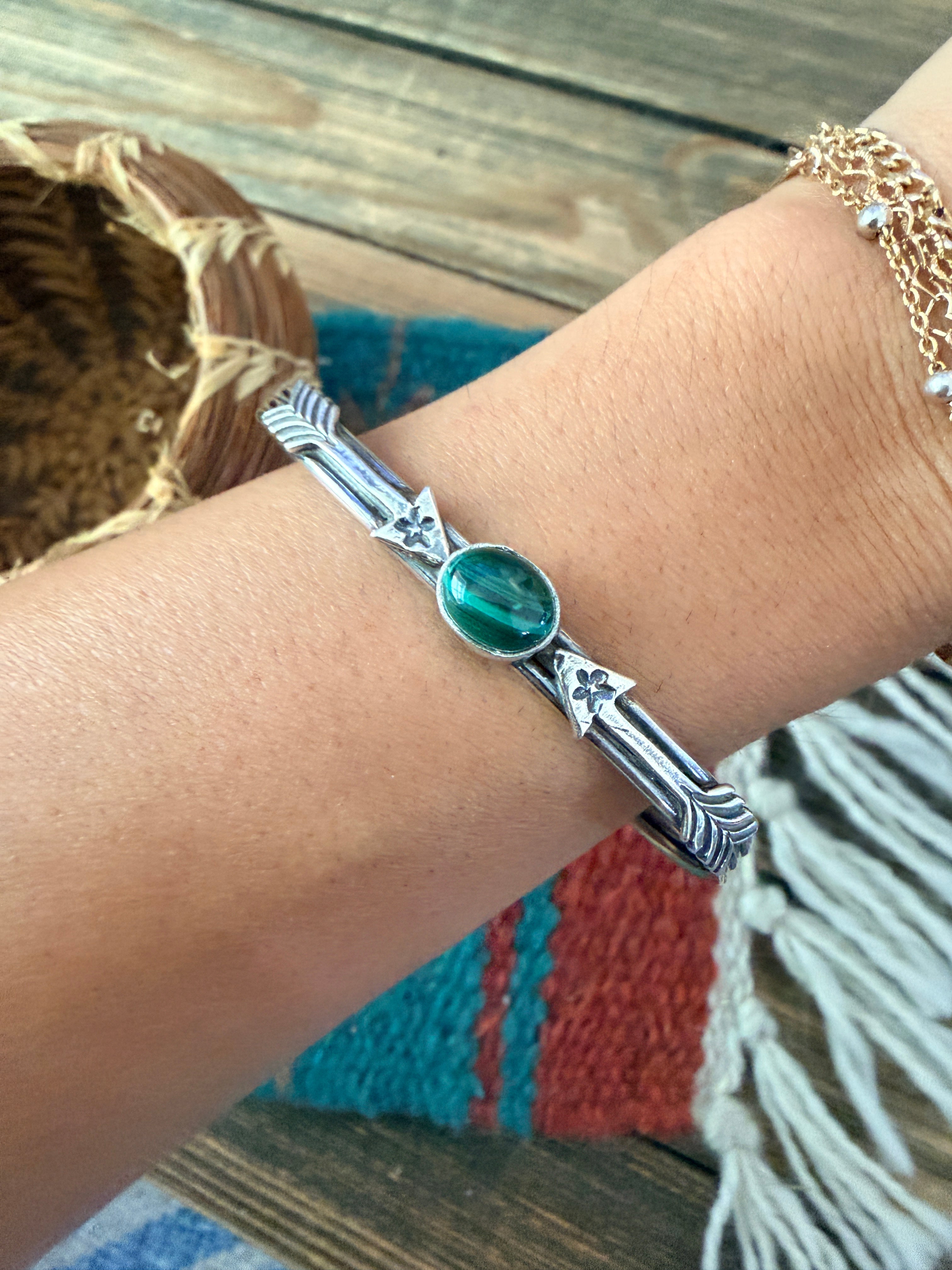 Handcrafted Sterling Silver & Malachite Arrow Cuff Bracelet