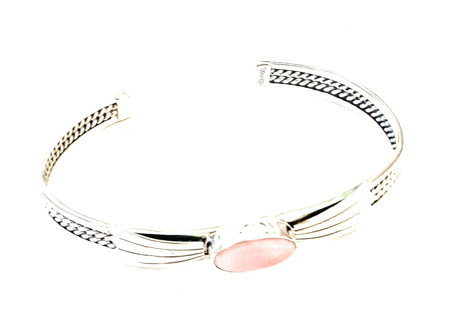 Handcrafted Queen Pink Conch Shell & Sterling Silver Cuff Bracelet