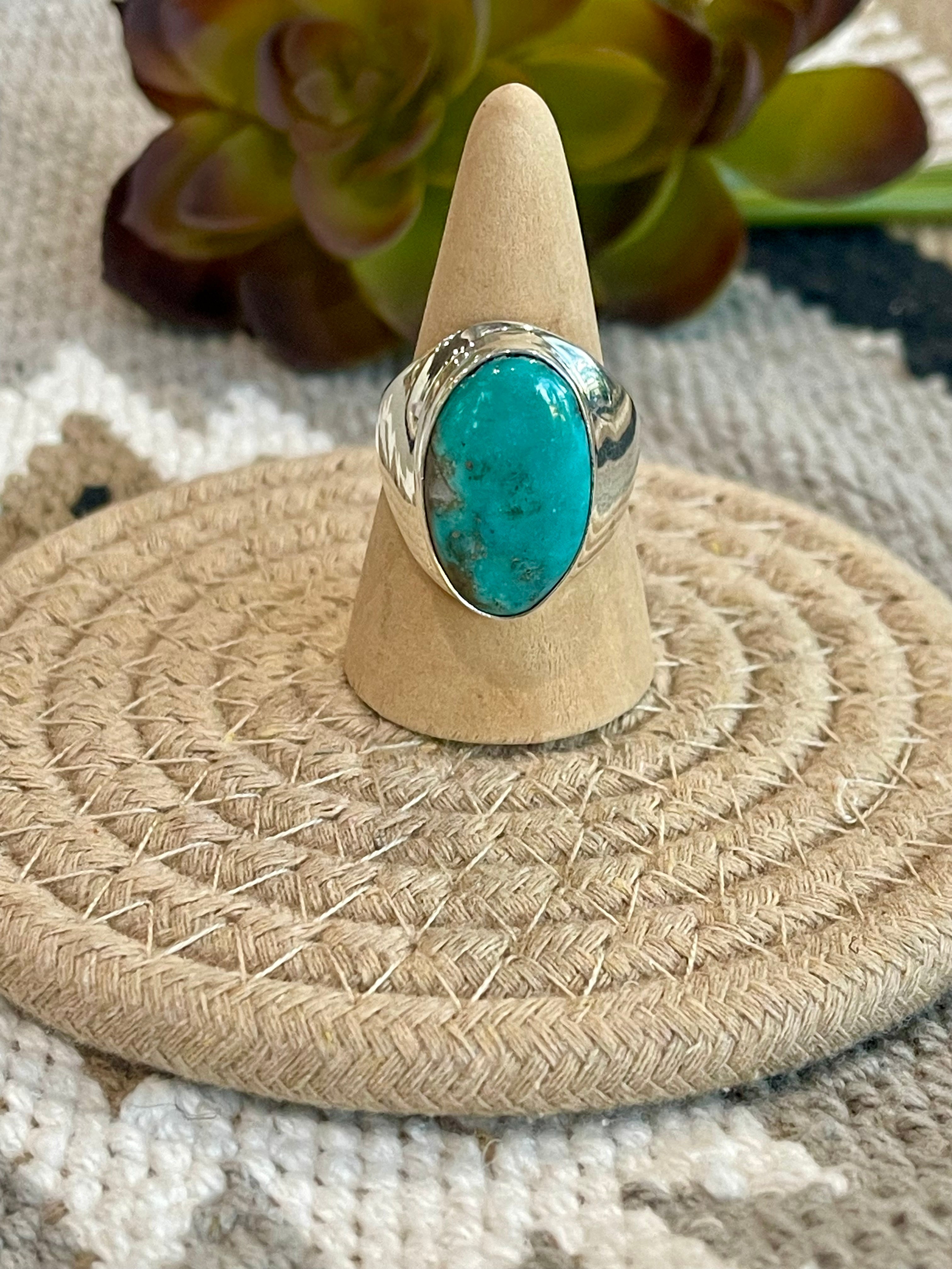 Navajo Turquoise & Sterling Silver Ring Size 11.75