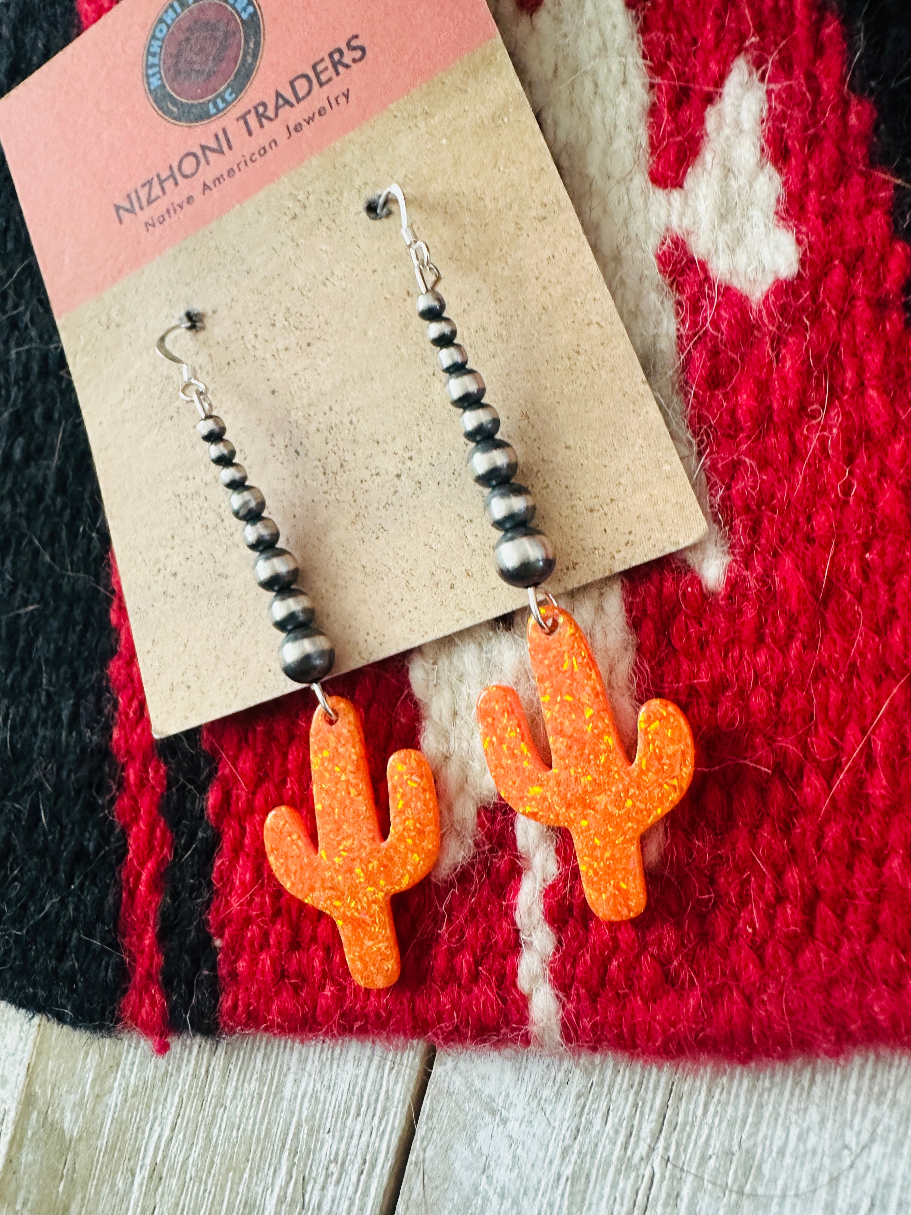 Summer Lovin’ Sterling Silver Pearl Beaded Opal Cactus Dangle Earrings