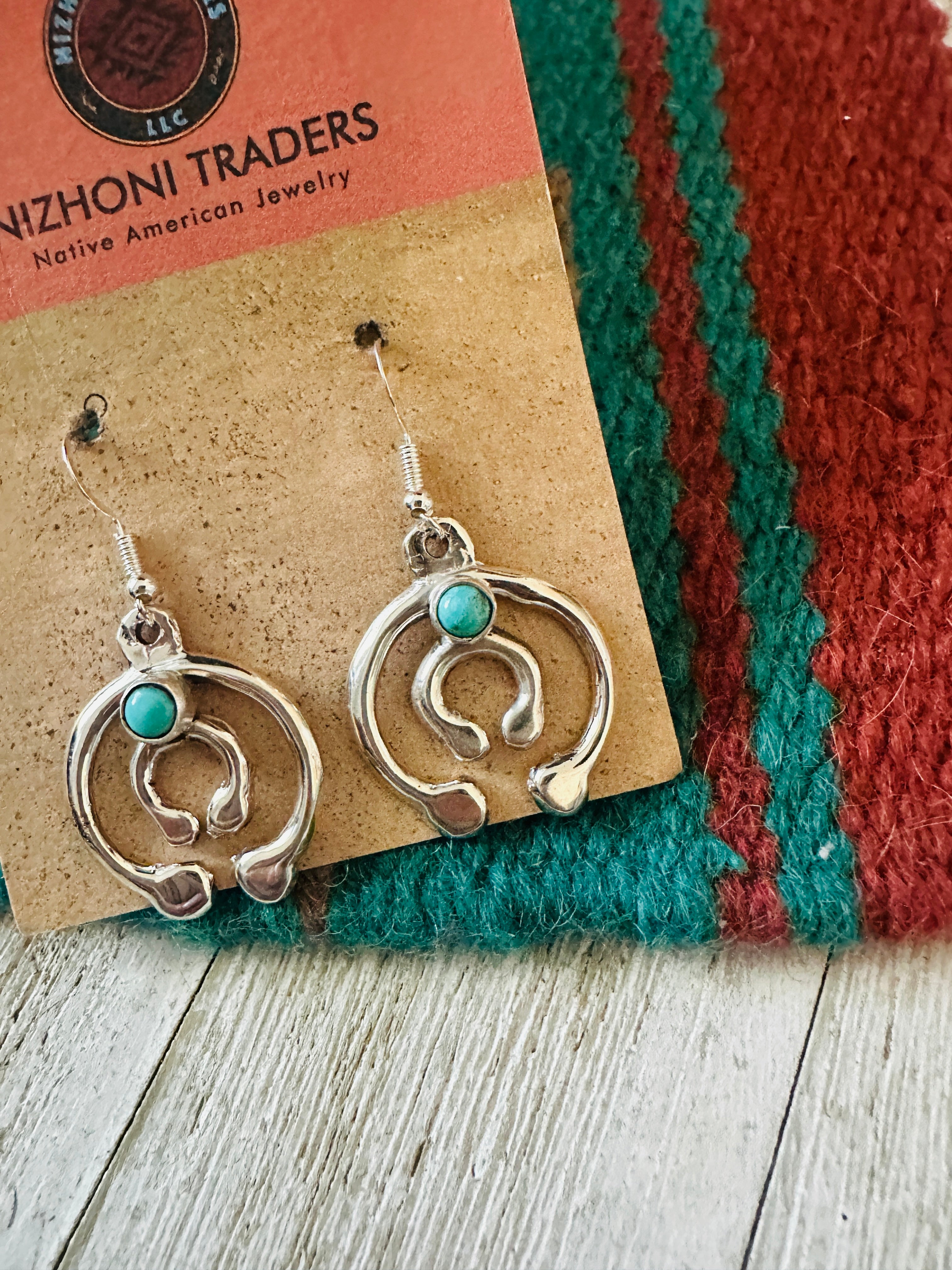 Handcrafted Turquoise & Sterling Silver Naja Dangle Earrings